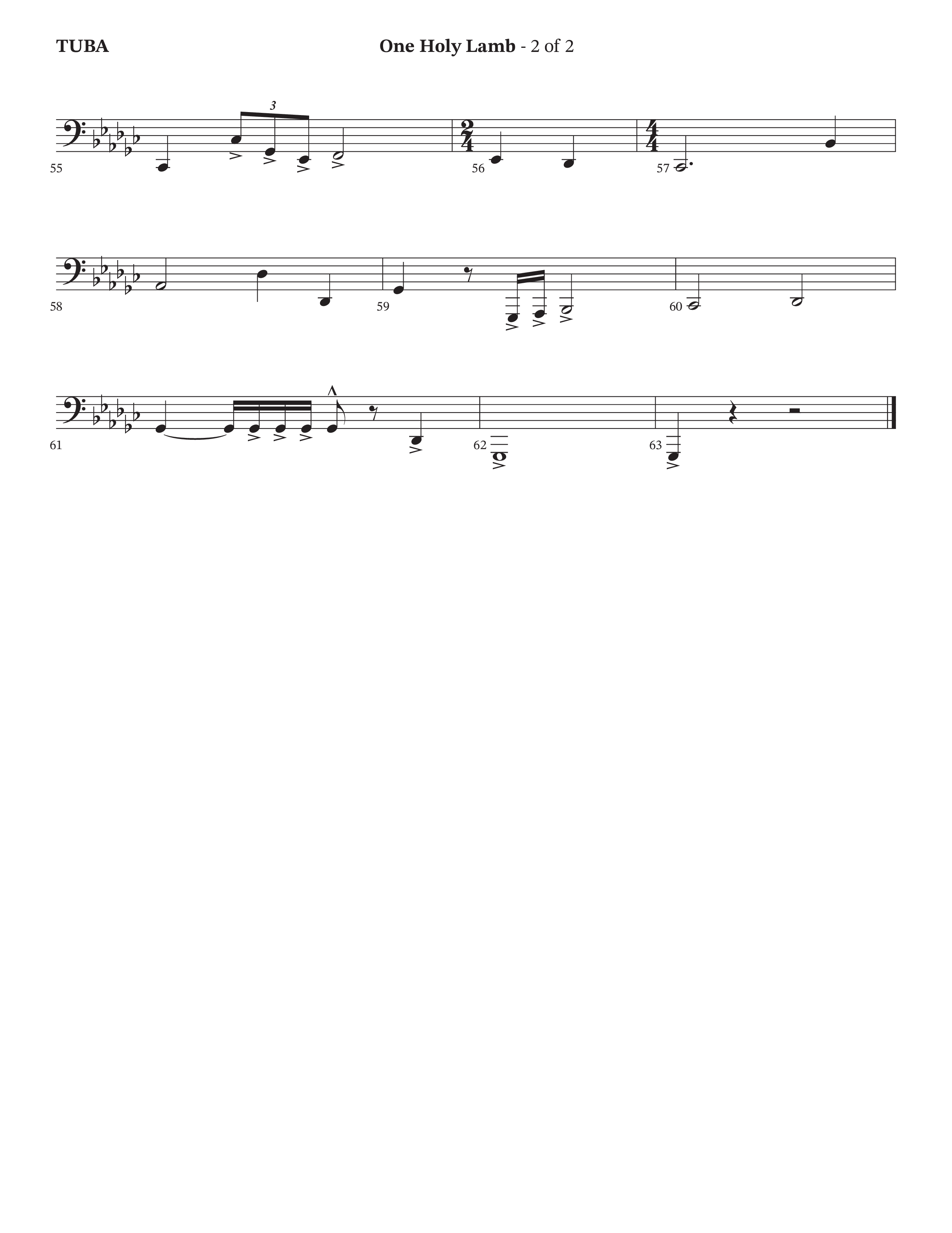 One Holy Lamb (Choral Anthem SATB) Tuba (Arr. Bradley Knight / Orch. Trey Ivey / Poet Voices)