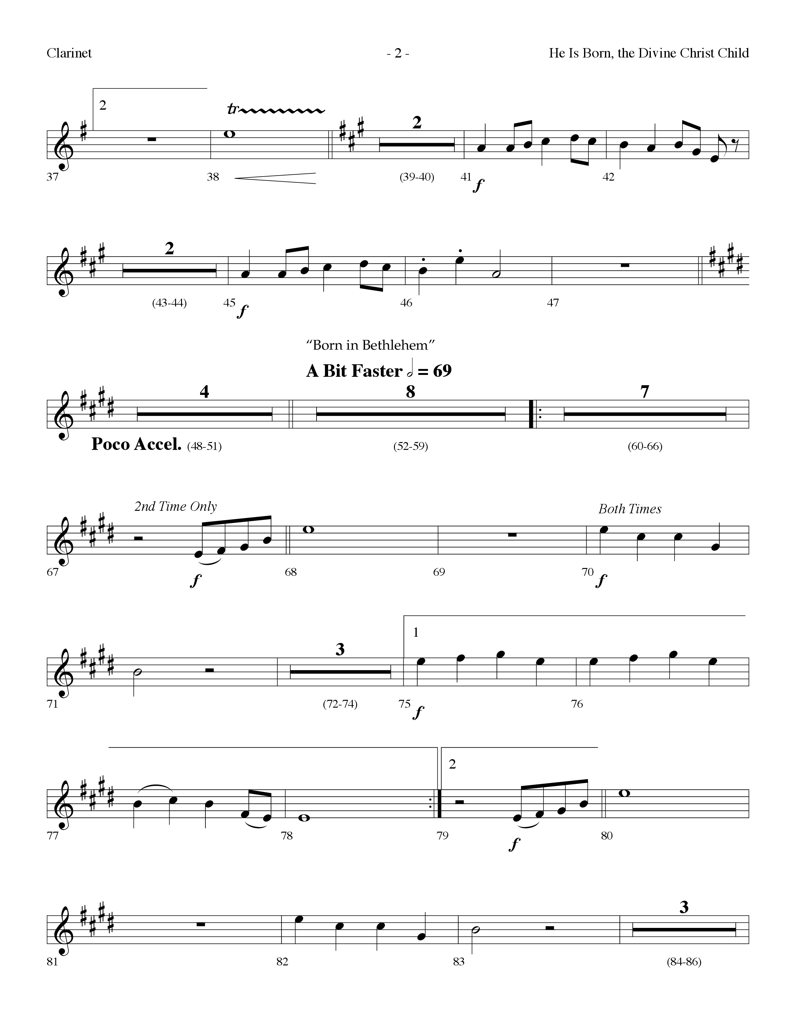 He is Born, the Divine Christ Child with Born in Bethlehem (Choral Anthem SATB) Clarinet (Lifeway Choral / Arr. Dennis Allen)