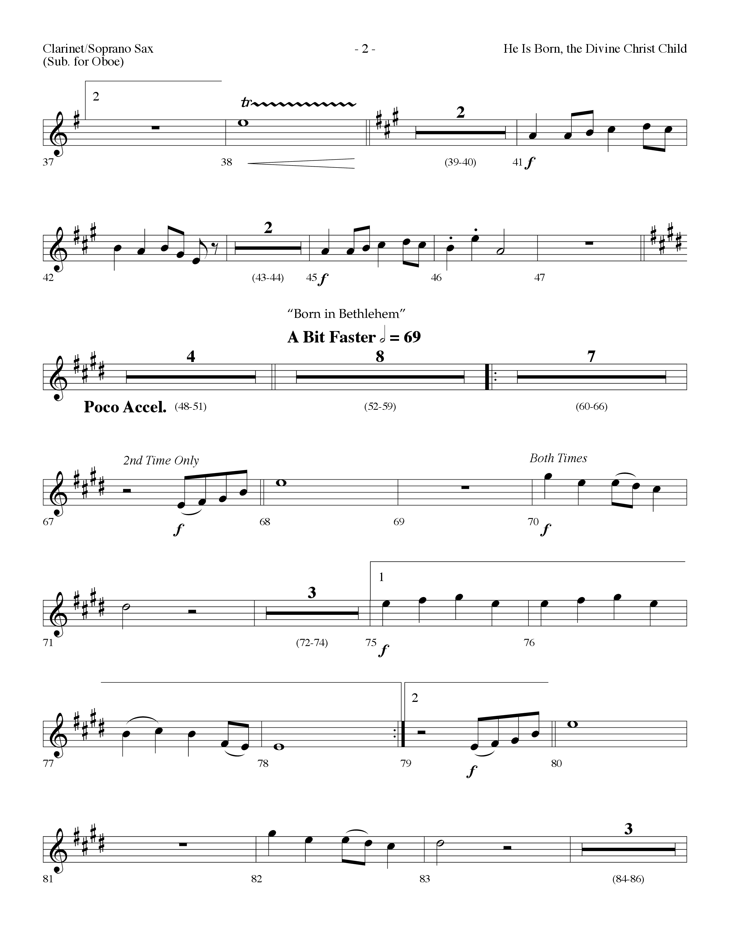 He is Born, the Divine Christ Child with Born in Bethlehem (Choral Anthem SATB) Clarinet/Soprano Sax (Lifeway Choral / Arr. Dennis Allen)