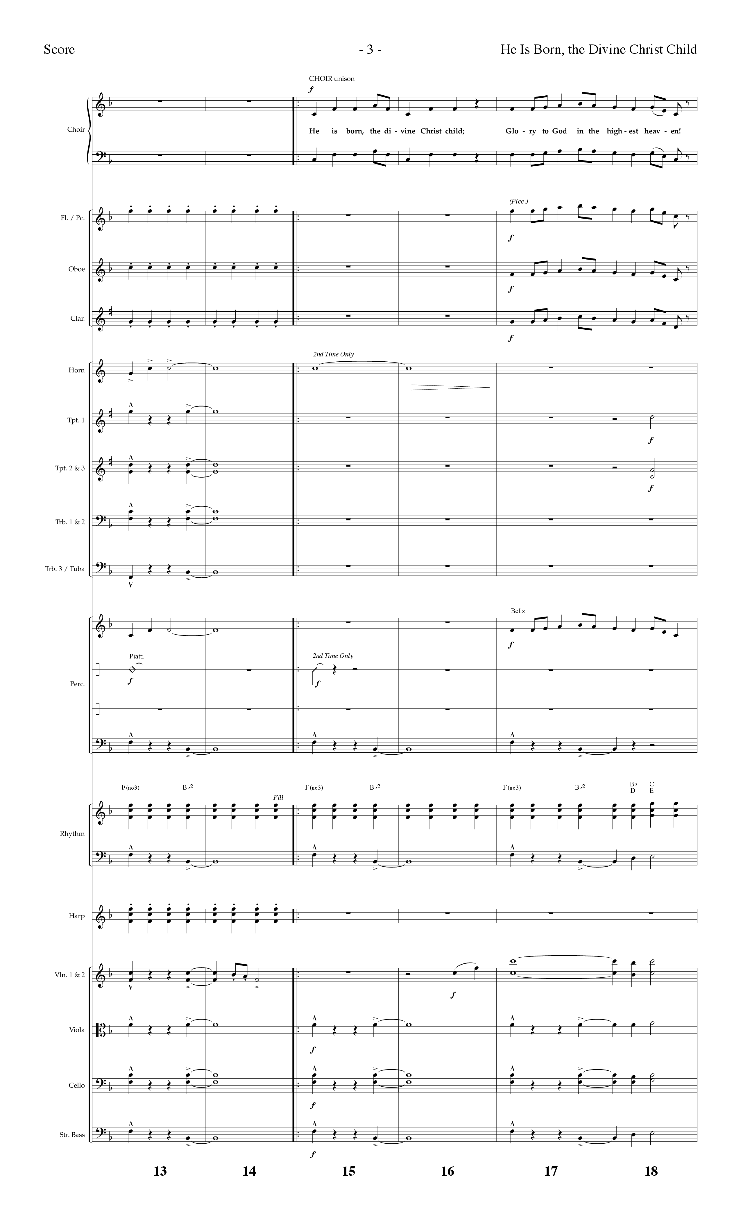 He is Born, the Divine Christ Child with Born in Bethlehem (Choral Anthem SATB) Orchestration (Lifeway Choral / Arr. Dennis Allen)