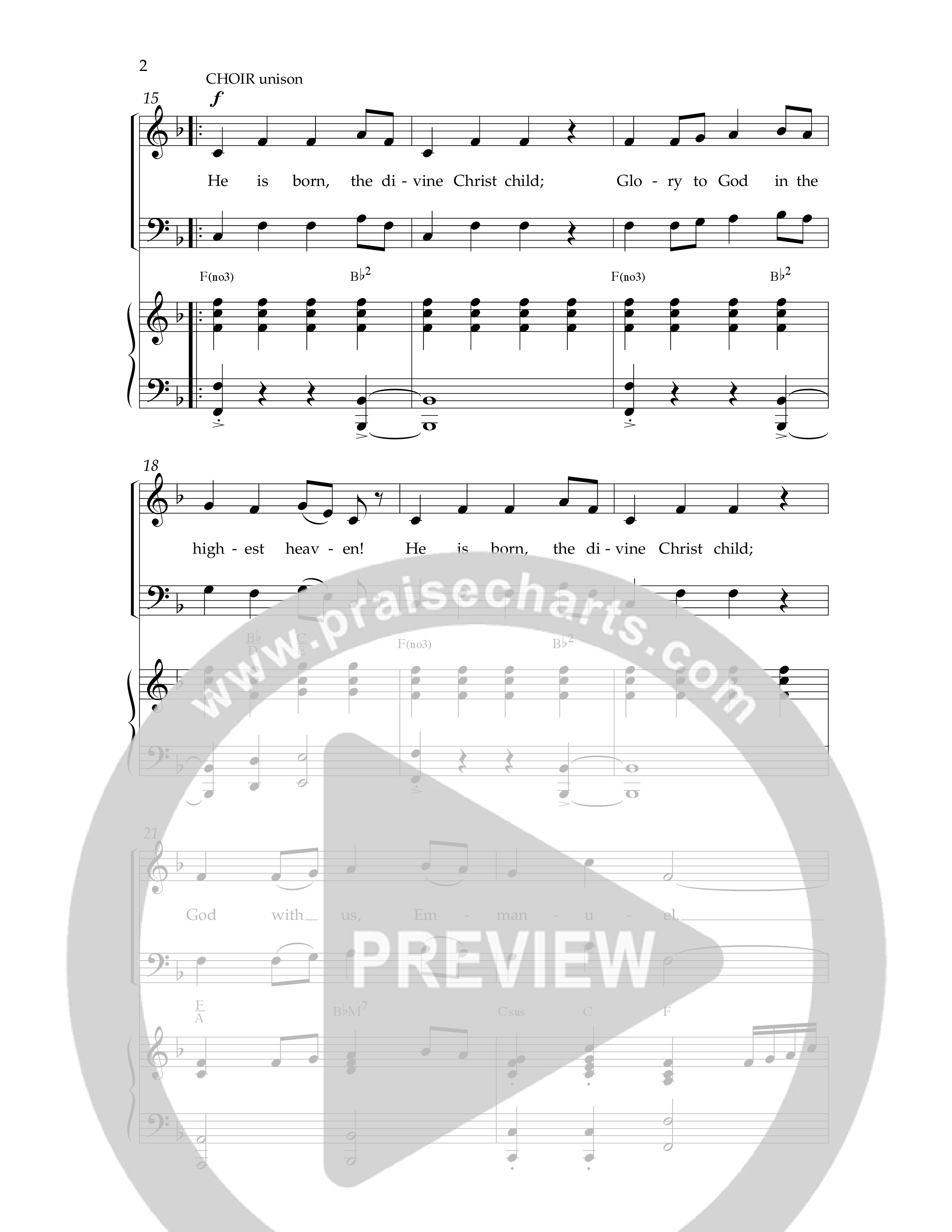 He is Born, the Divine Christ Child with Born in Bethlehem (Choral Anthem SATB) Anthem (SATB/Piano) (Lifeway Choral / Arr. Dennis Allen)