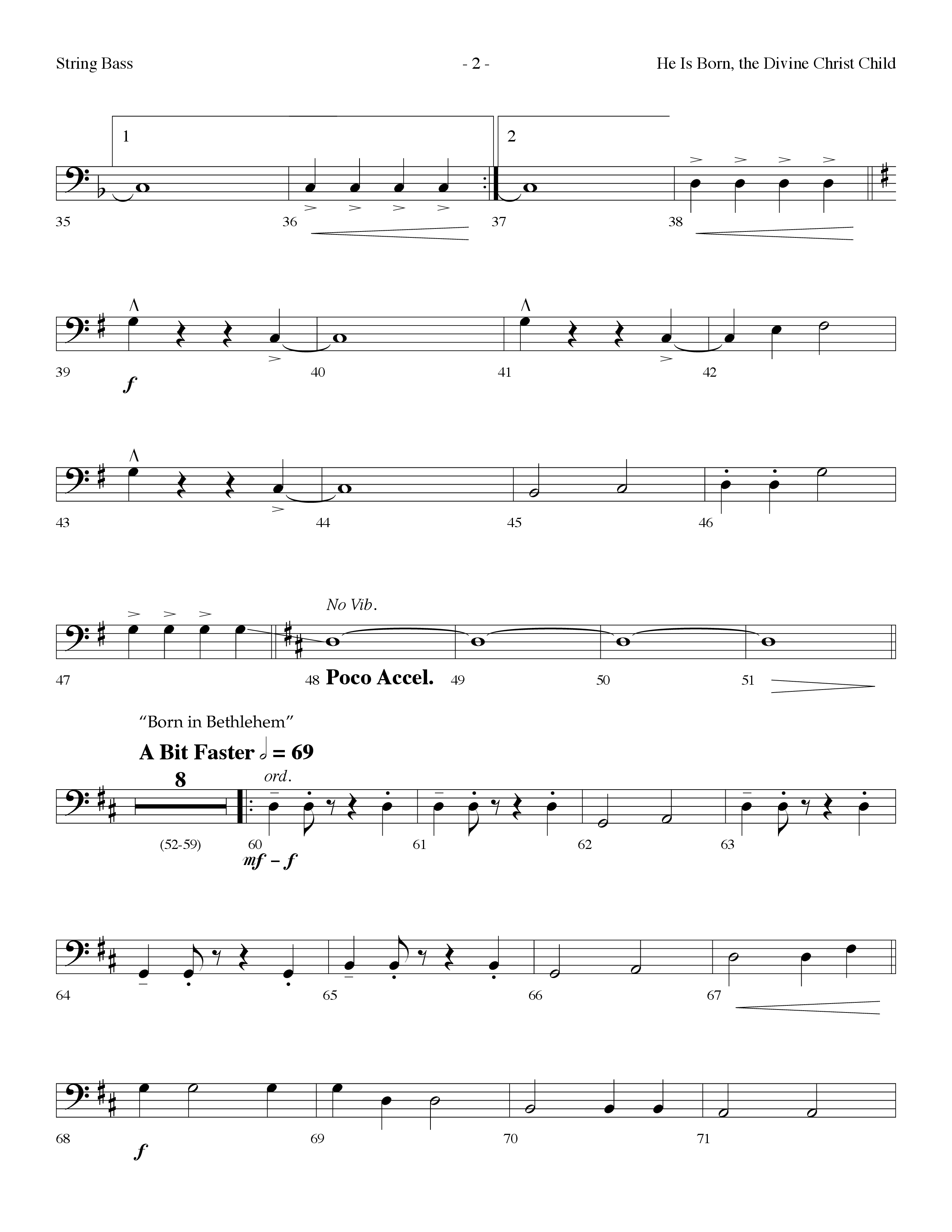 He is Born, the Divine Christ Child with Born in Bethlehem (Choral Anthem SATB) String Bass (Lifeway Choral / Arr. Dennis Allen)