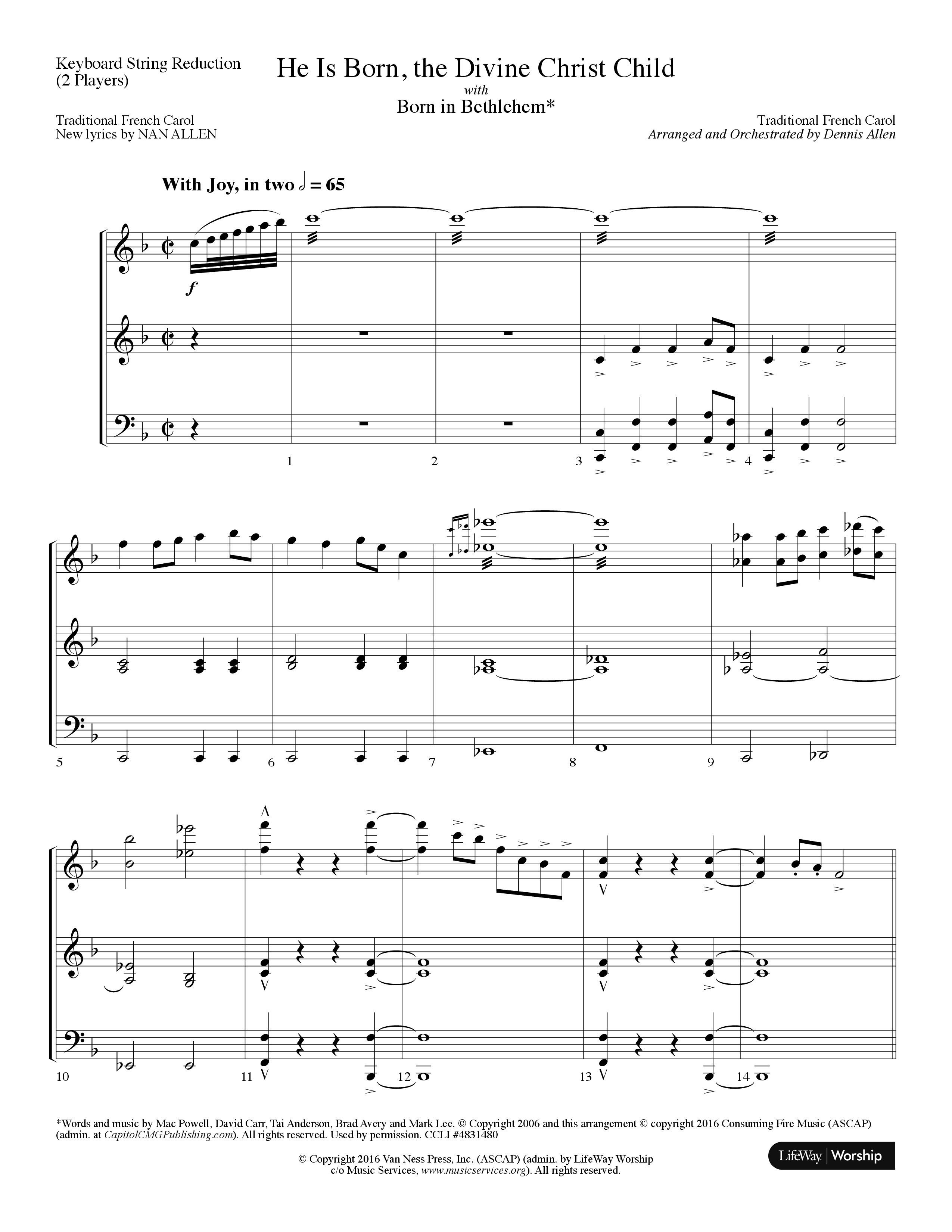 He is Born, the Divine Christ Child with Born in Bethlehem (Choral Anthem SATB) String Reduction (Lifeway Choral / Arr. Dennis Allen)