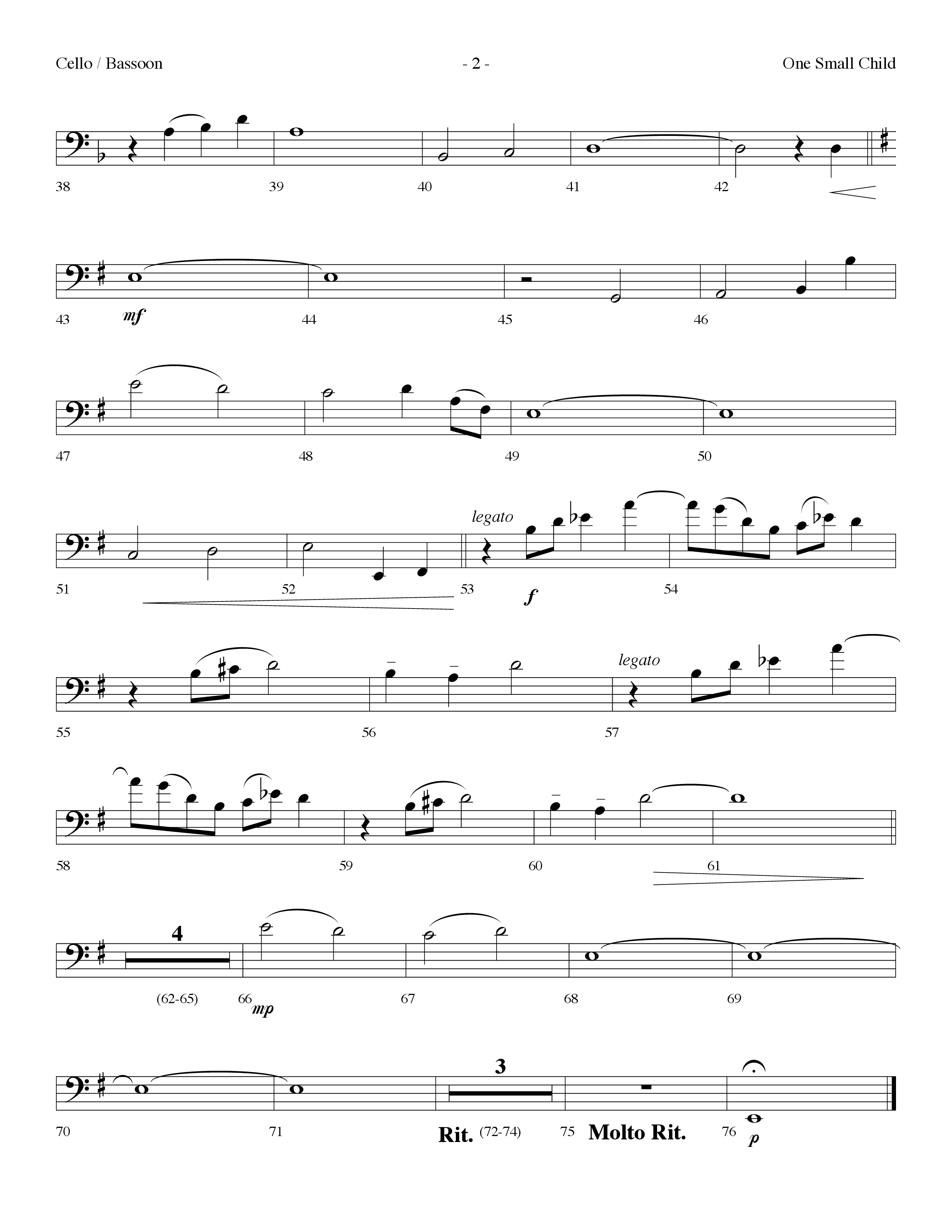 One Small Child (Choral Anthem SATB) Cello (Lifeway Choral / Arr. Dennis Allen)