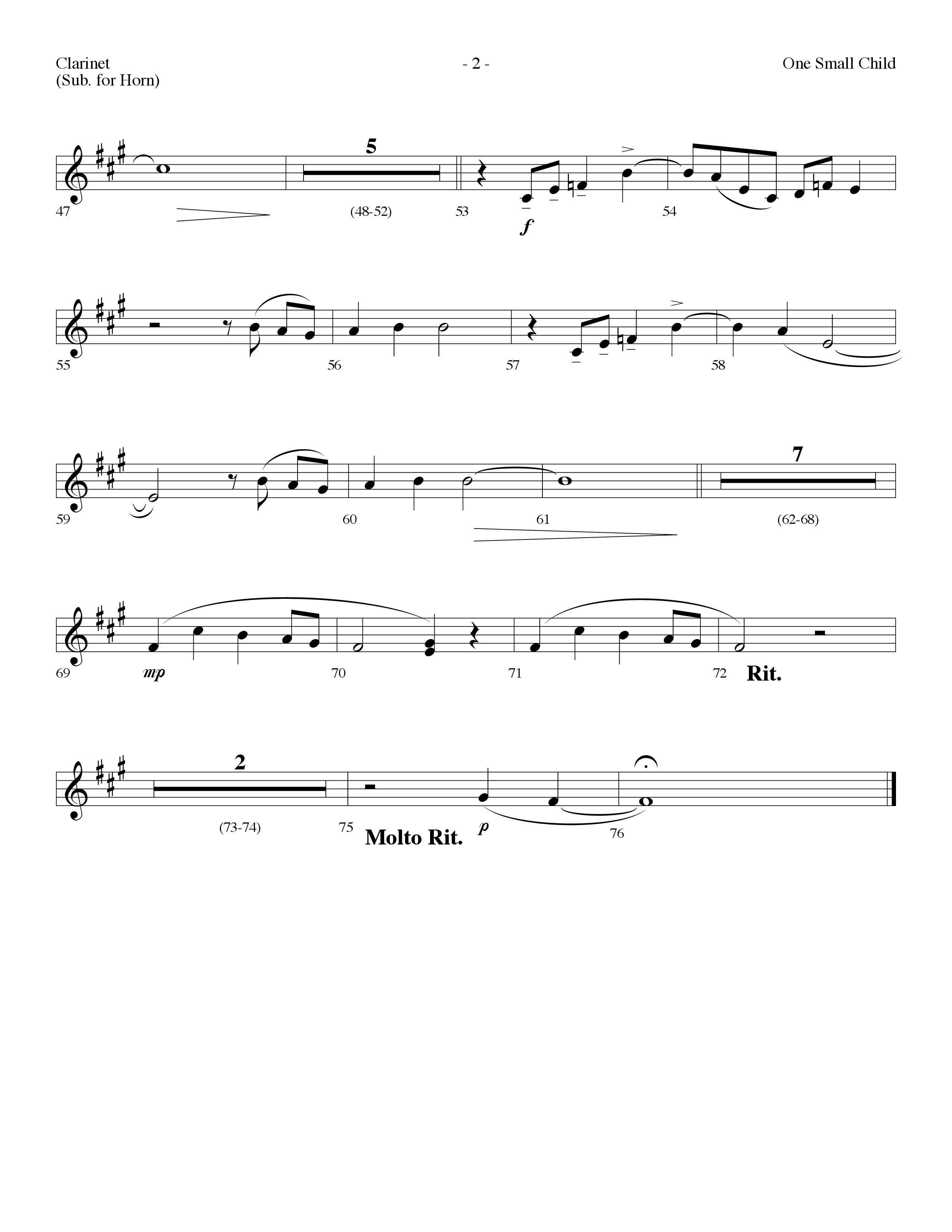 One Small Child (Choral Anthem SATB) Clarinet (Lifeway Choral / Arr. Dennis Allen)