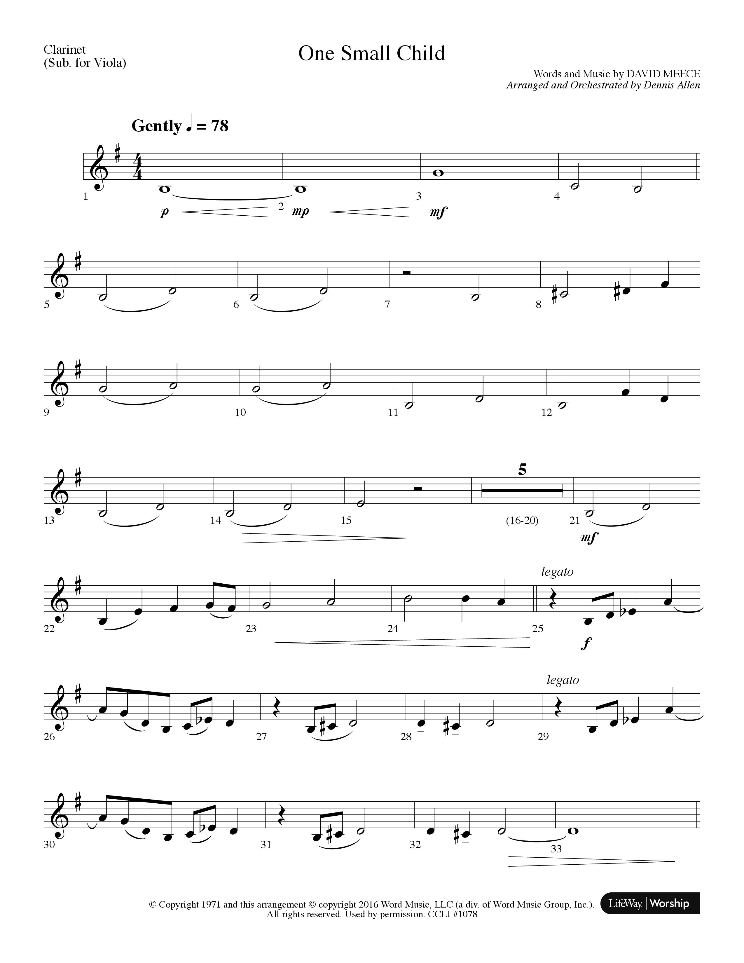 One Small Child (Choral Anthem SATB) Clarinet (Lifeway Choral / Arr. Dennis Allen)