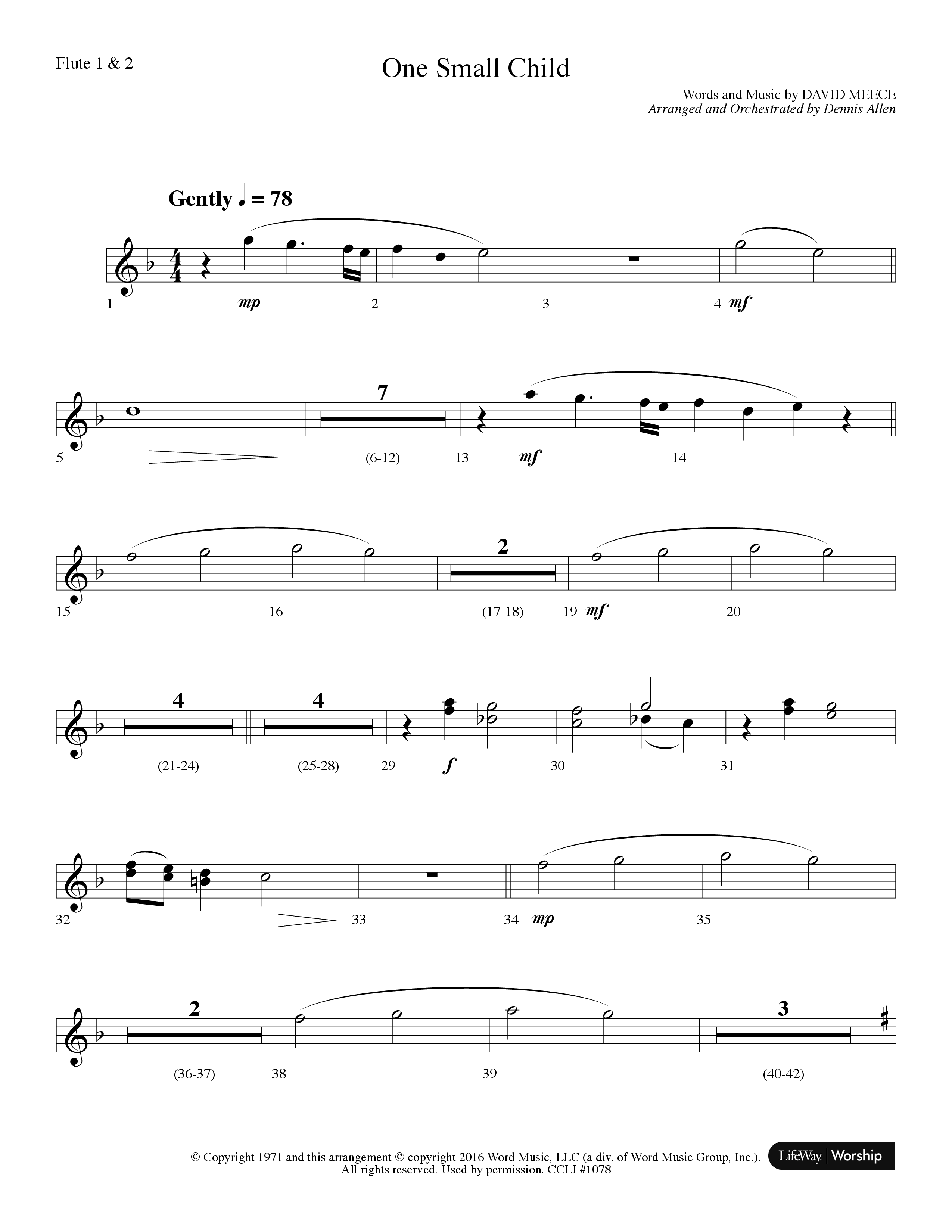 One Small Child (Choral Anthem SATB) Flute 1/2 (Lifeway Choral / Arr. Dennis Allen)