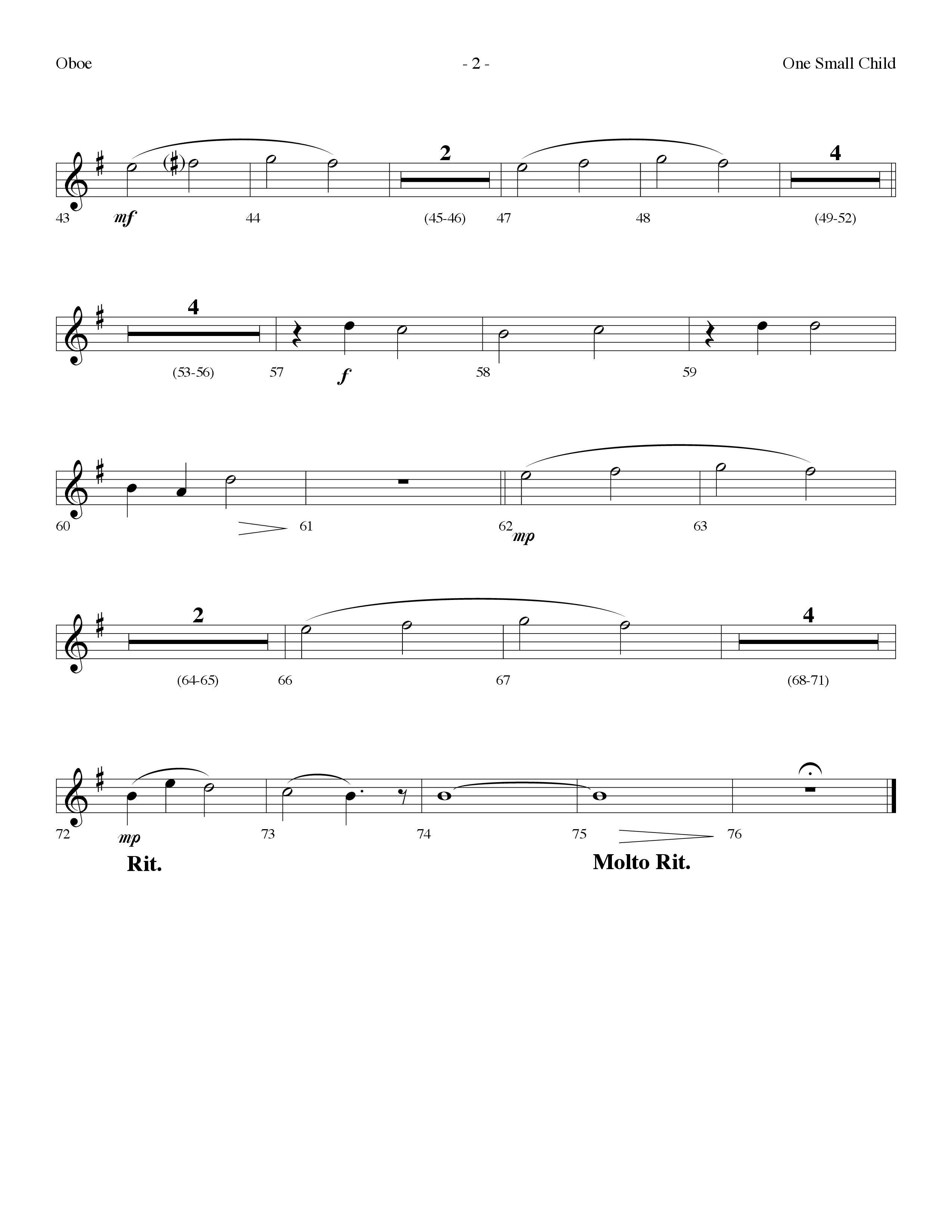 One Small Child (Choral Anthem SATB) Oboe (Lifeway Choral / Arr. Dennis Allen)