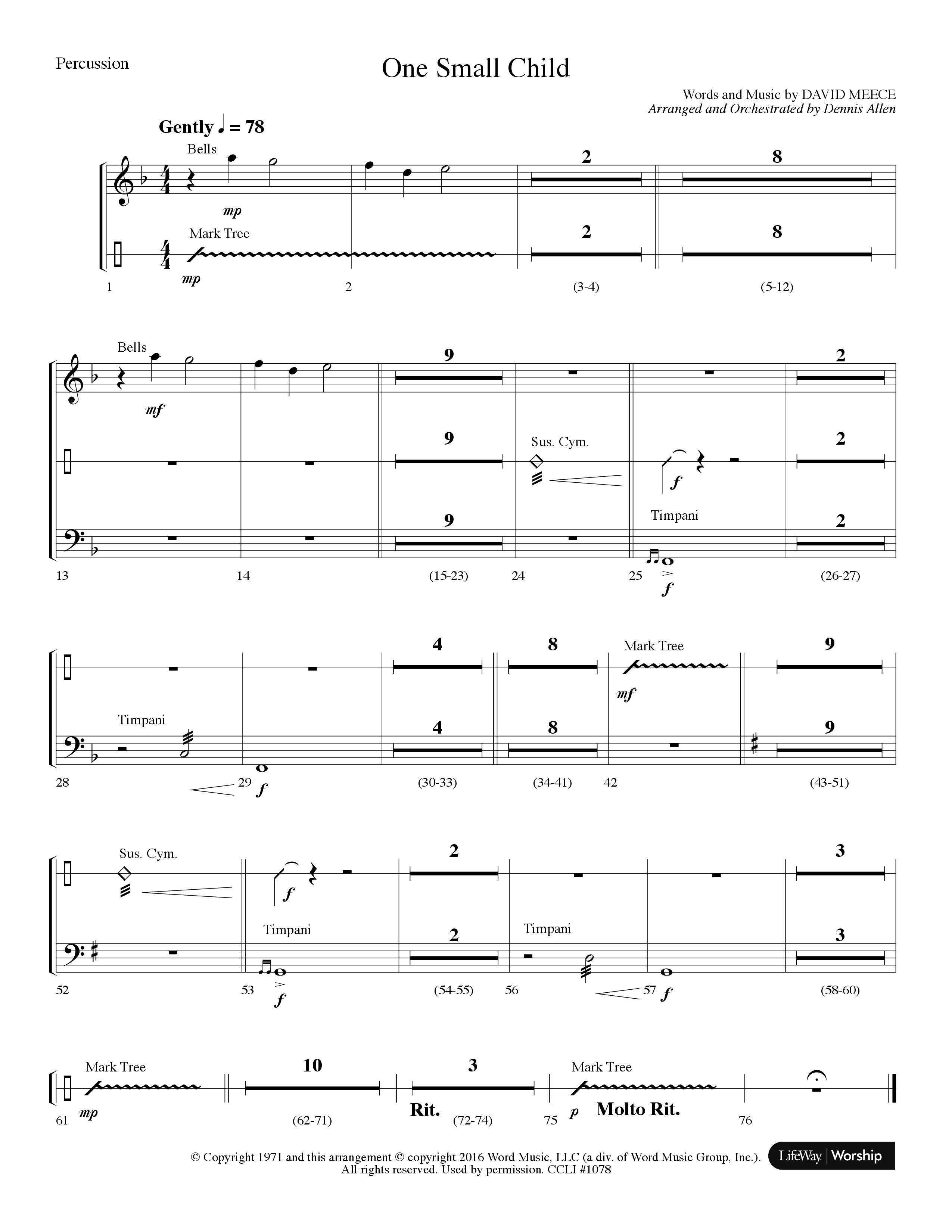 One Small Child (Choral Anthem SATB) Percussion (Lifeway Choral / Arr. Dennis Allen)