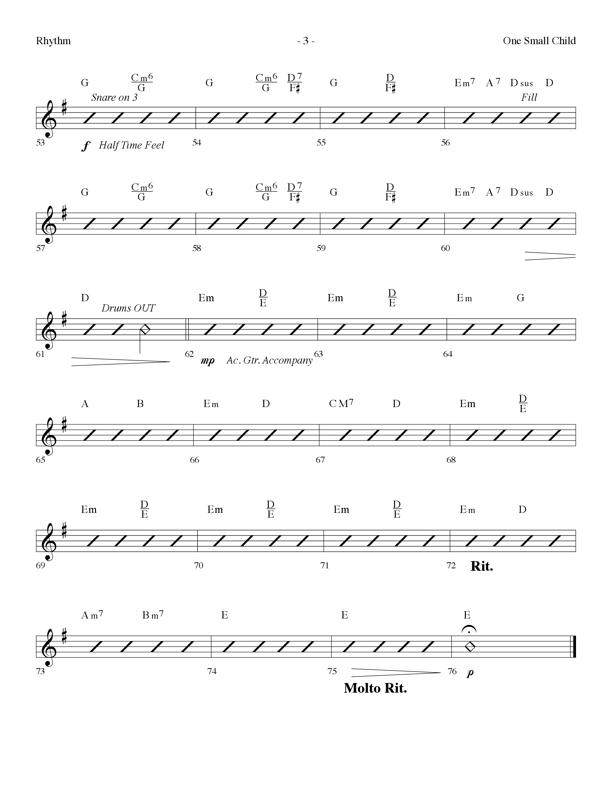 One Small Child (Choral Anthem SATB) Rhythm Chart (Lifeway Choral / Arr. Dennis Allen)