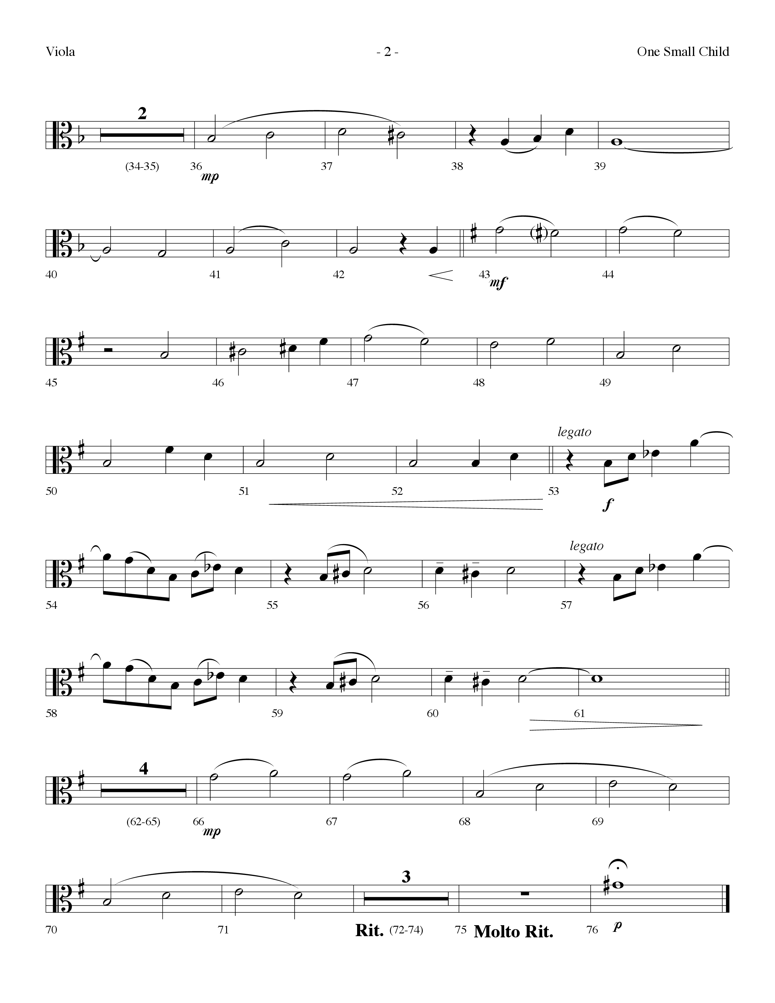 One Small Child (Choral Anthem SATB) Viola (Lifeway Choral / Arr. Dennis Allen)
