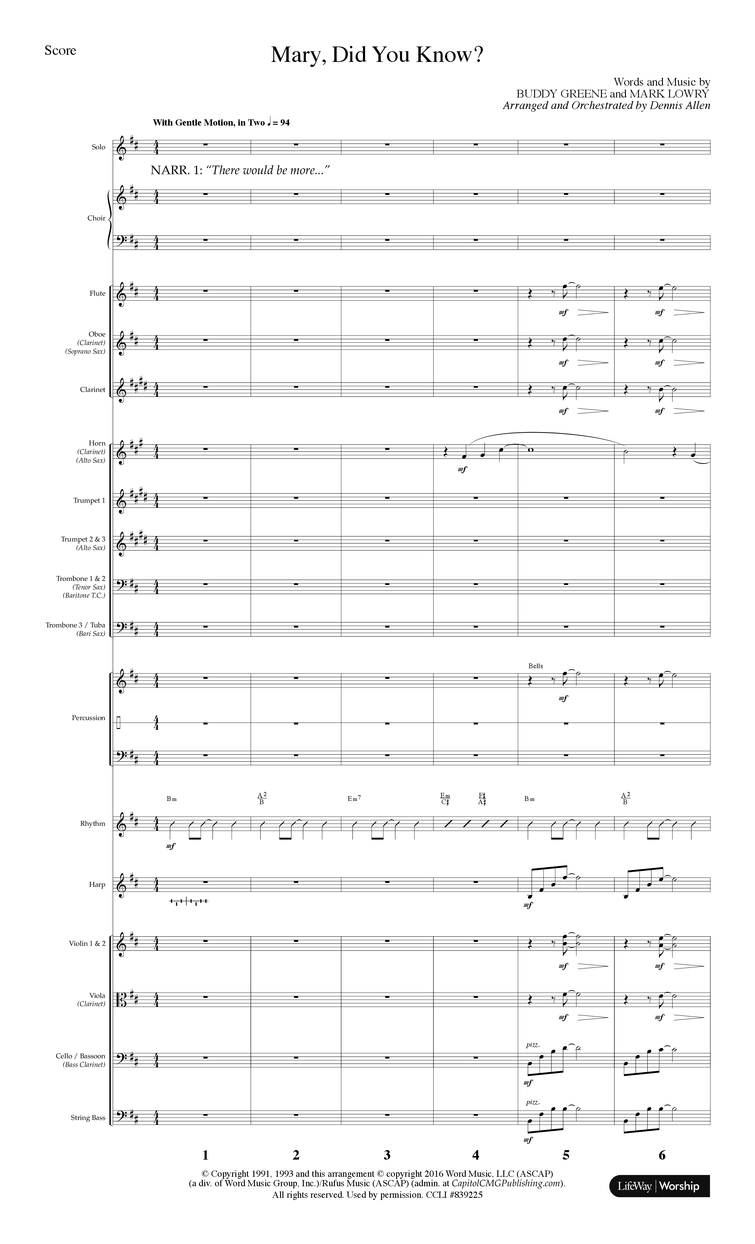Mary Did You Know Choral Anthem SATB Orchestration (Lifeway Choral / Arr. Dennis Allen)