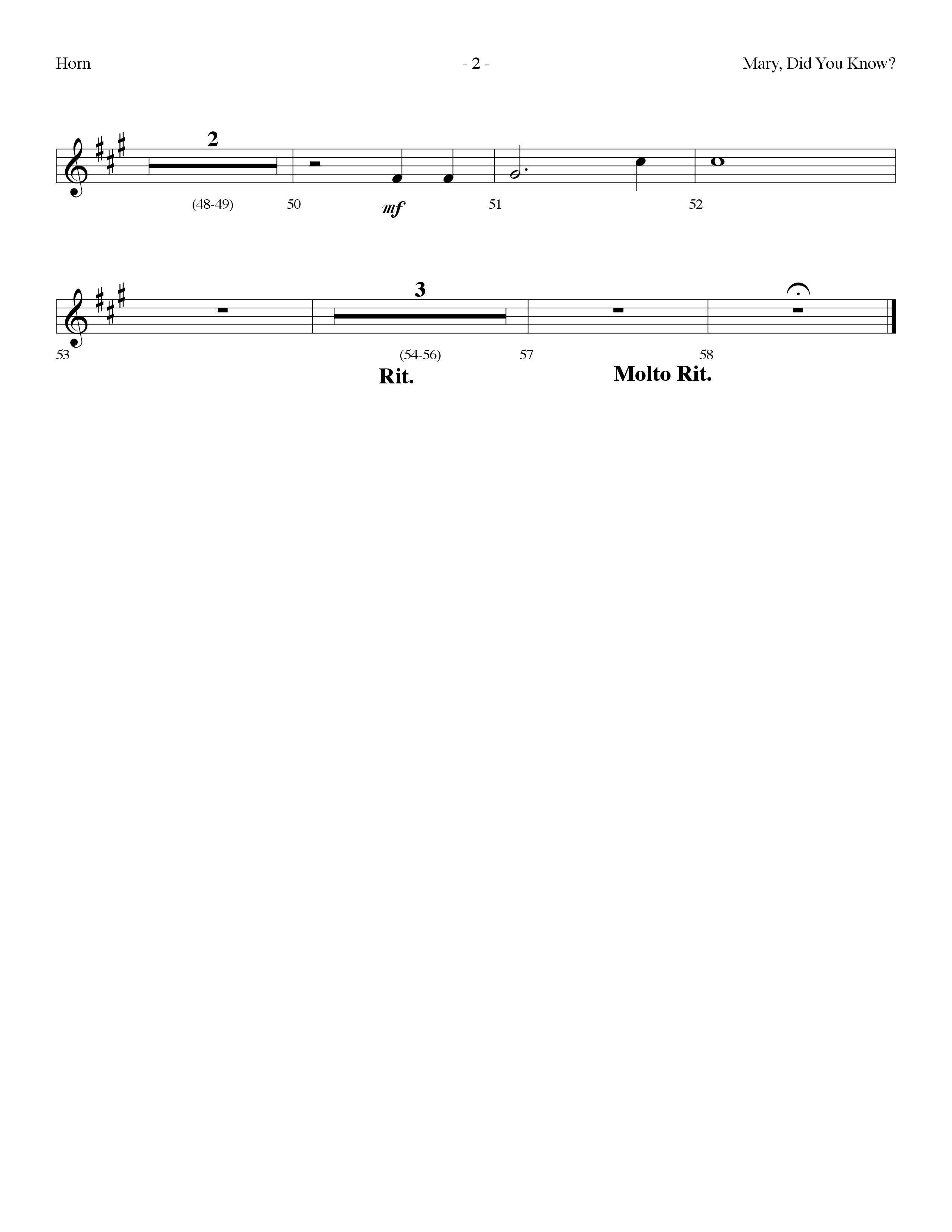 Mary Did You Know Choral Anthem SATB French Horn (Lifeway Choral / Arr. Dennis Allen)