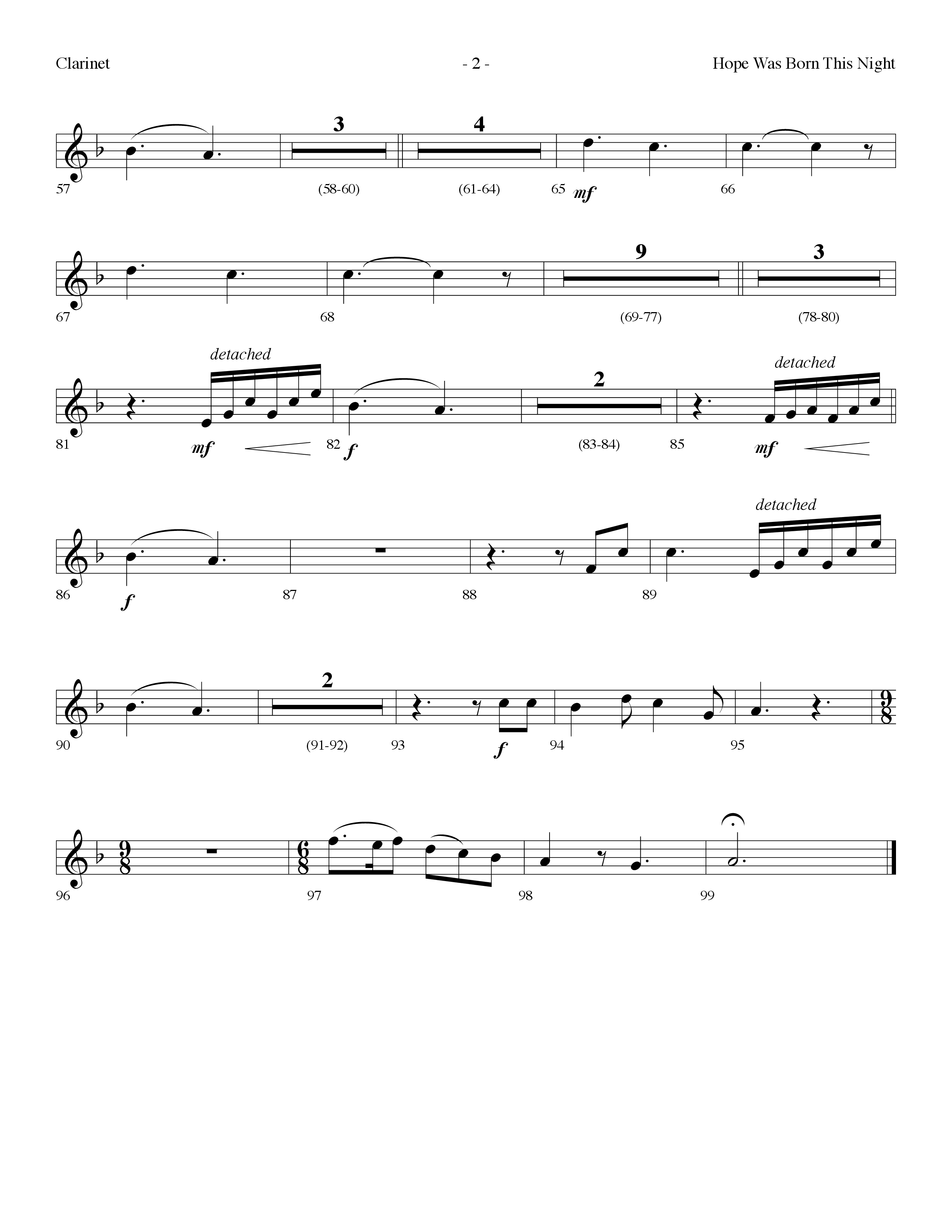 Hope Was Born This Night (Choral Anthem SATB) Clarinet (Lifeway Choral / Arr. Dennis Allen)