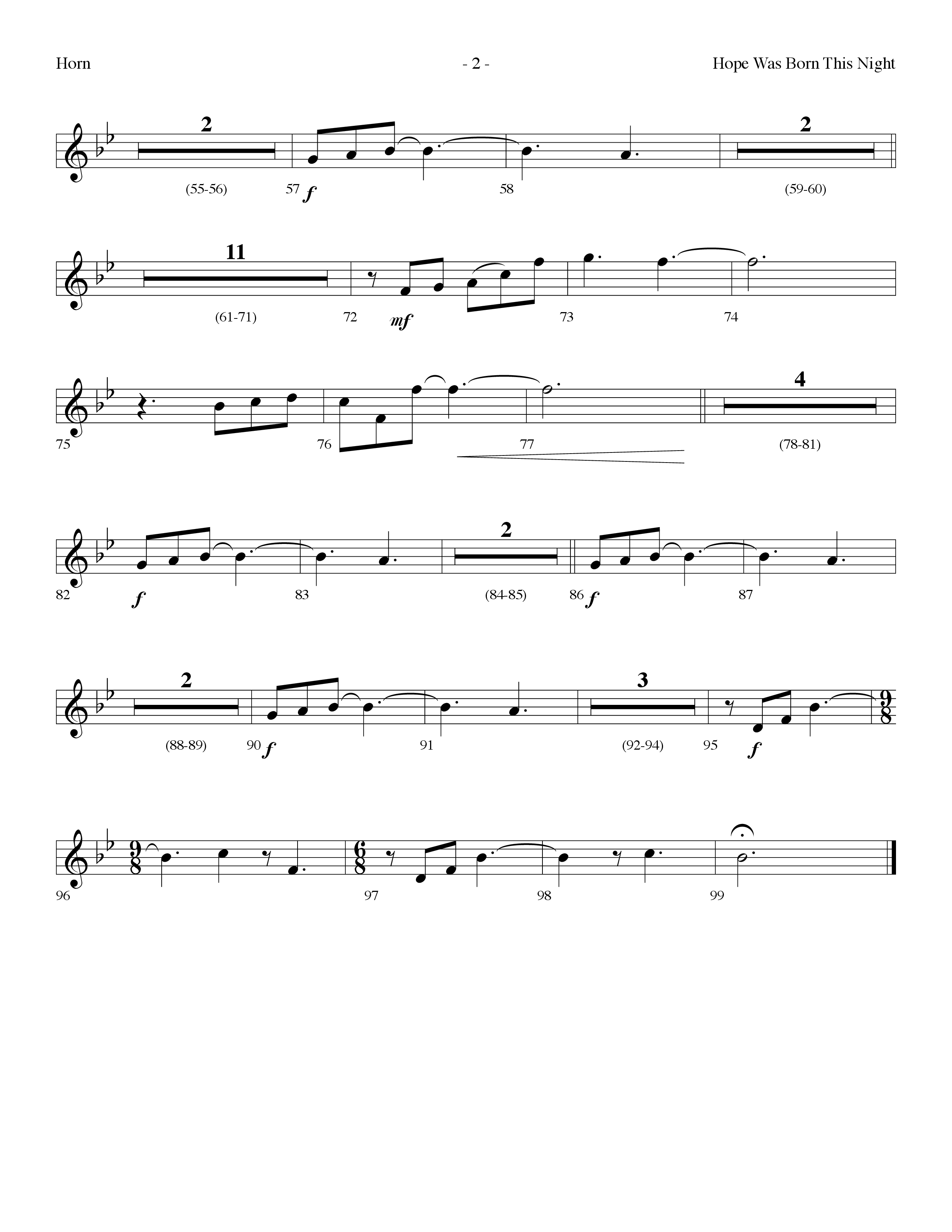 Hope Was Born This Night (Choral Anthem SATB) French Horn (Lifeway Choral / Arr. Dennis Allen)