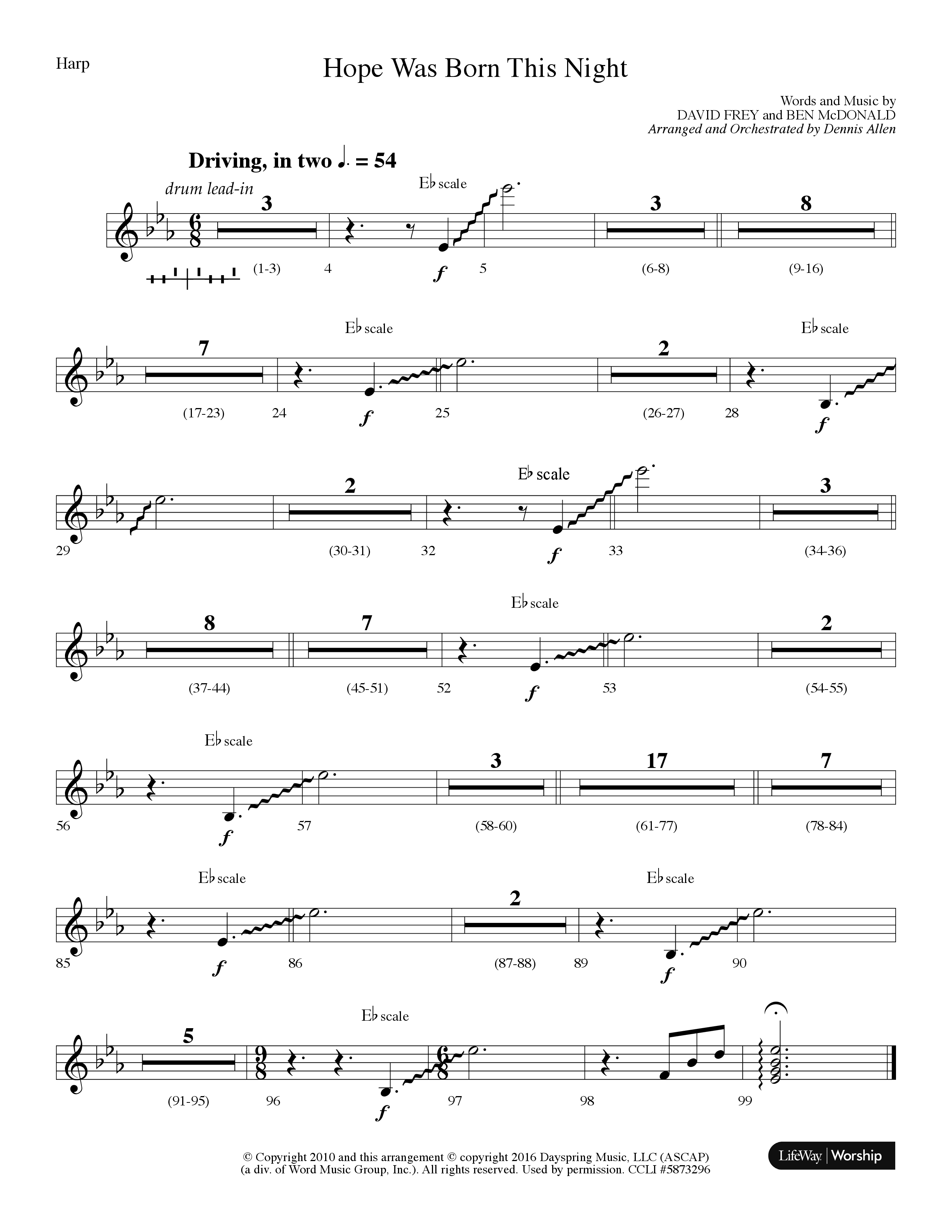 Hope Was Born This Night (Choral Anthem SATB) Harp (Lifeway Choral / Arr. Dennis Allen)