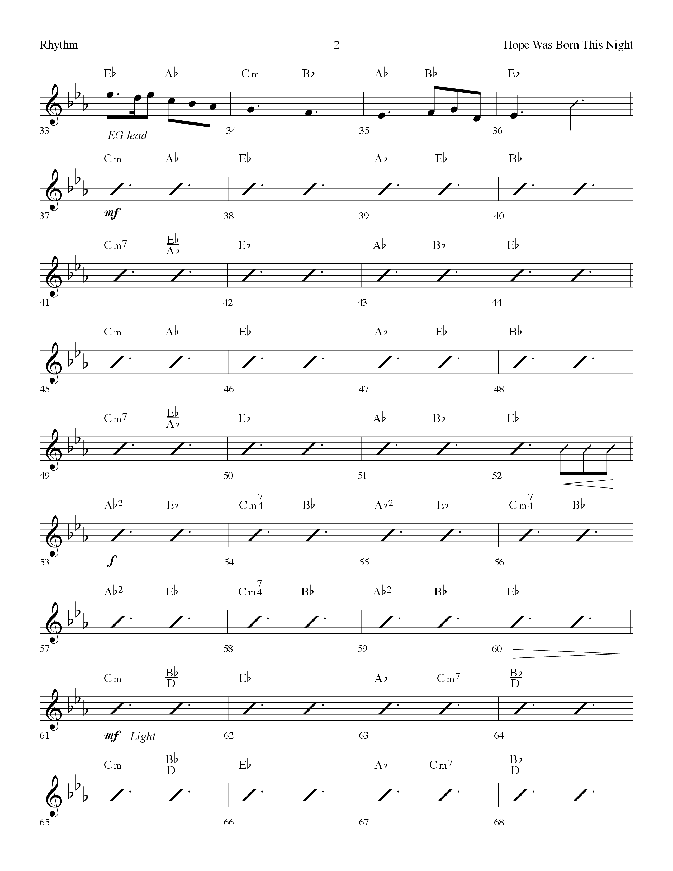 Hope Was Born This Night (Choral Anthem SATB) Rhythm Chart (Lifeway Choral / Arr. Dennis Allen)