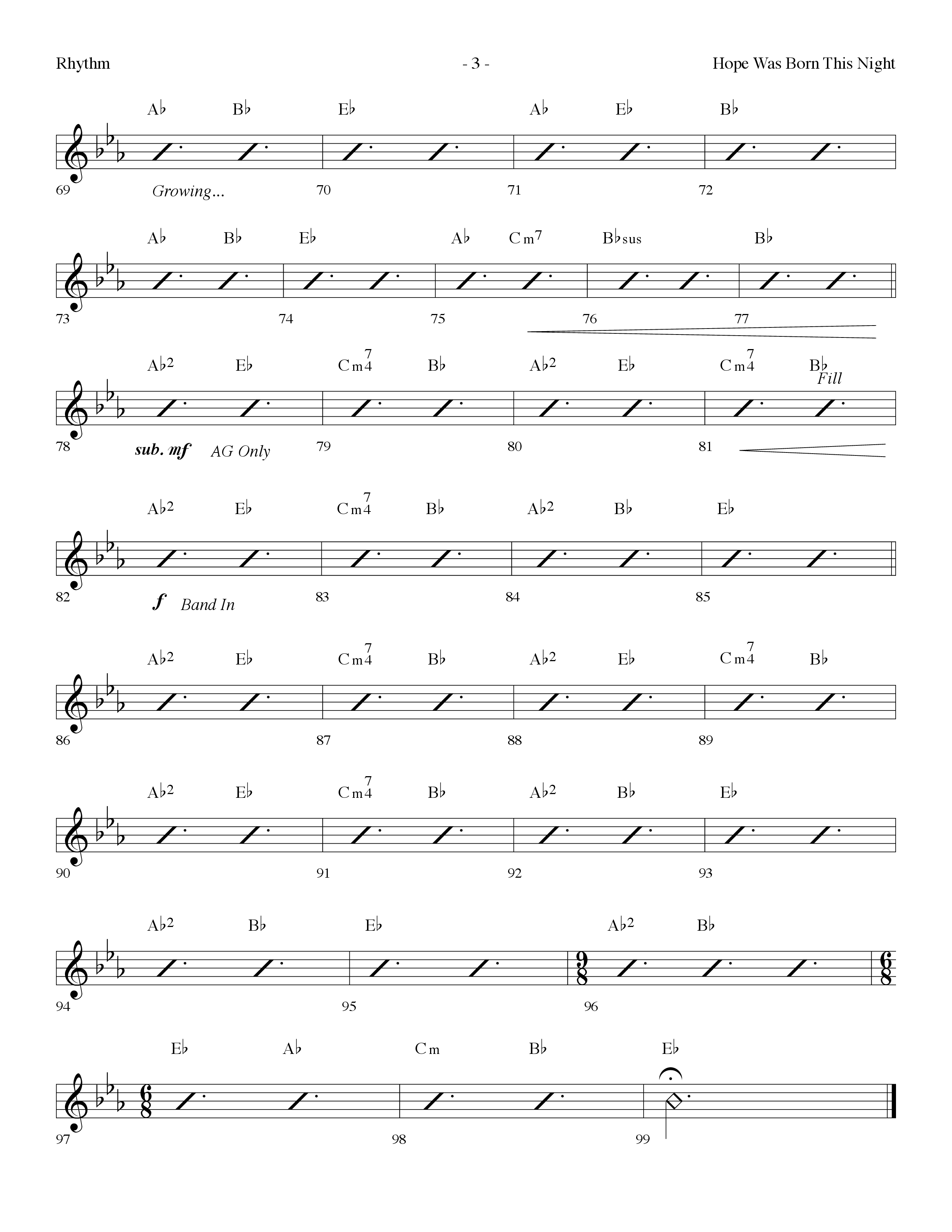 Hope Was Born This Night (Choral Anthem SATB) Rhythm Chart (Lifeway Choral / Arr. Dennis Allen)