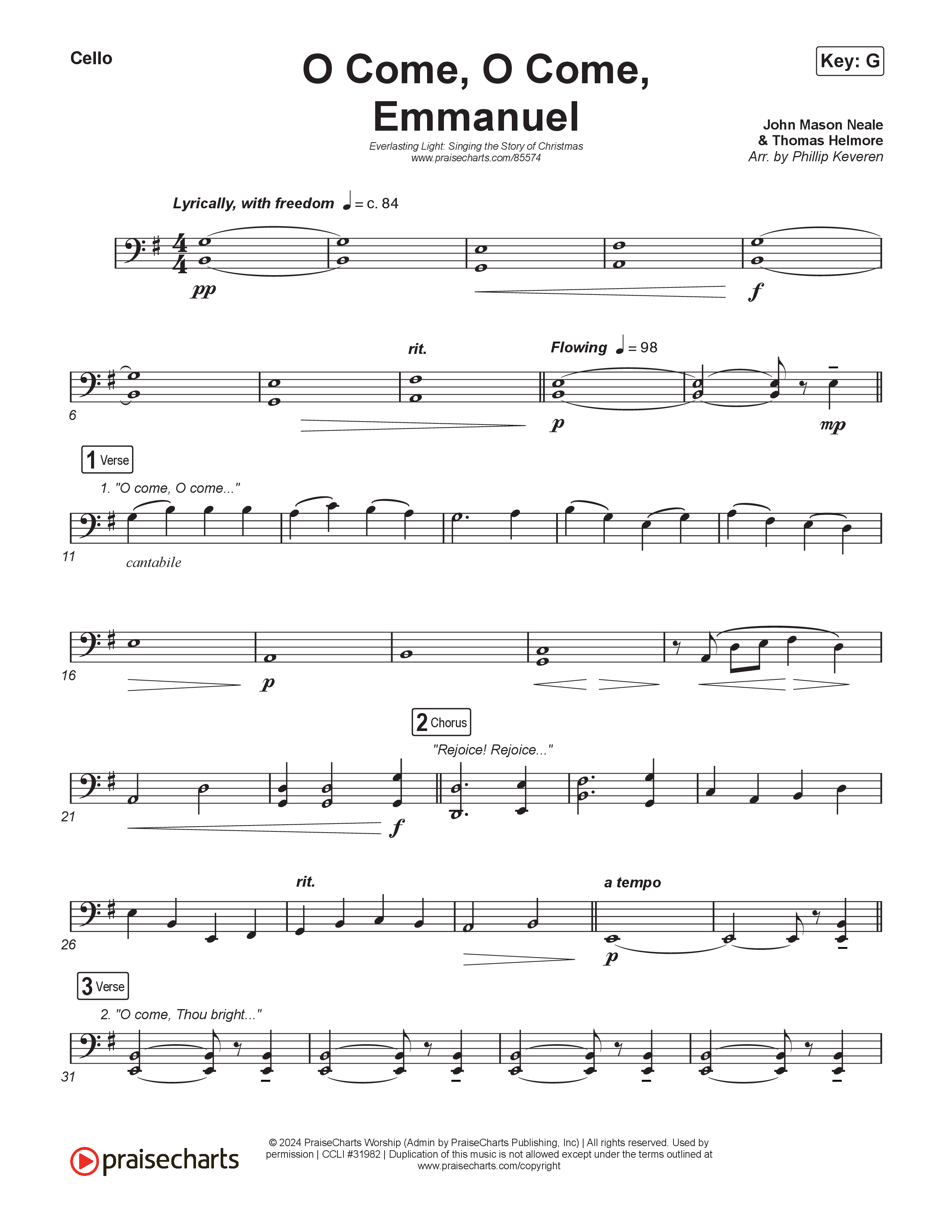 O Come O Come Emmanuel (Live) Cello (Museum Of The Bible / Indiana Wesleyan University Choir / Arr. Philip Keveren)