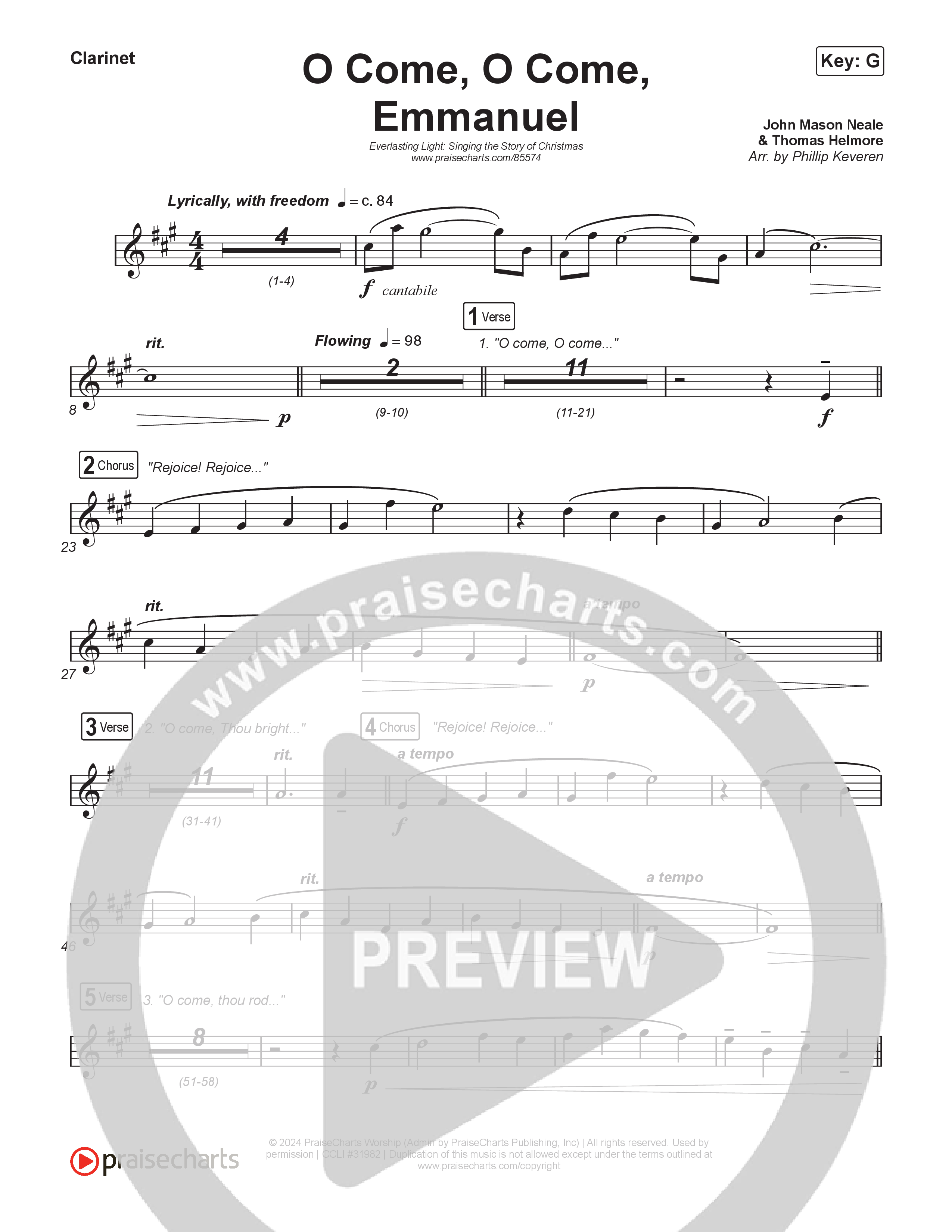 O Come O Come Emmanuel (Live) Clarinet 1,2 (Museum Of The Bible / Indiana Wesleyan University Choir / Arr. Philip Keveren)