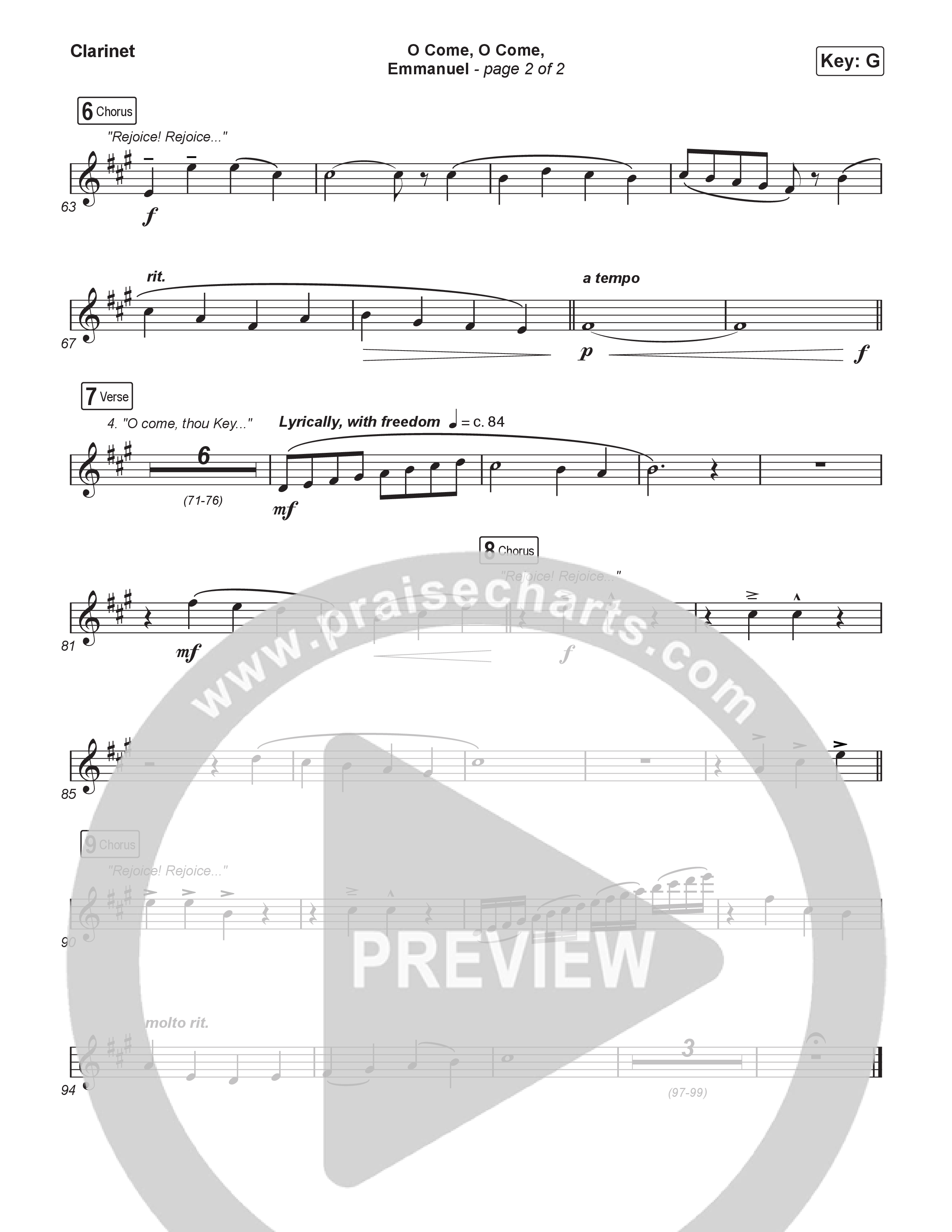 O Come O Come Emmanuel (Live) Clarinet 1,2 (Museum Of The Bible / Indiana Wesleyan University Choir / Arr. Philip Keveren)