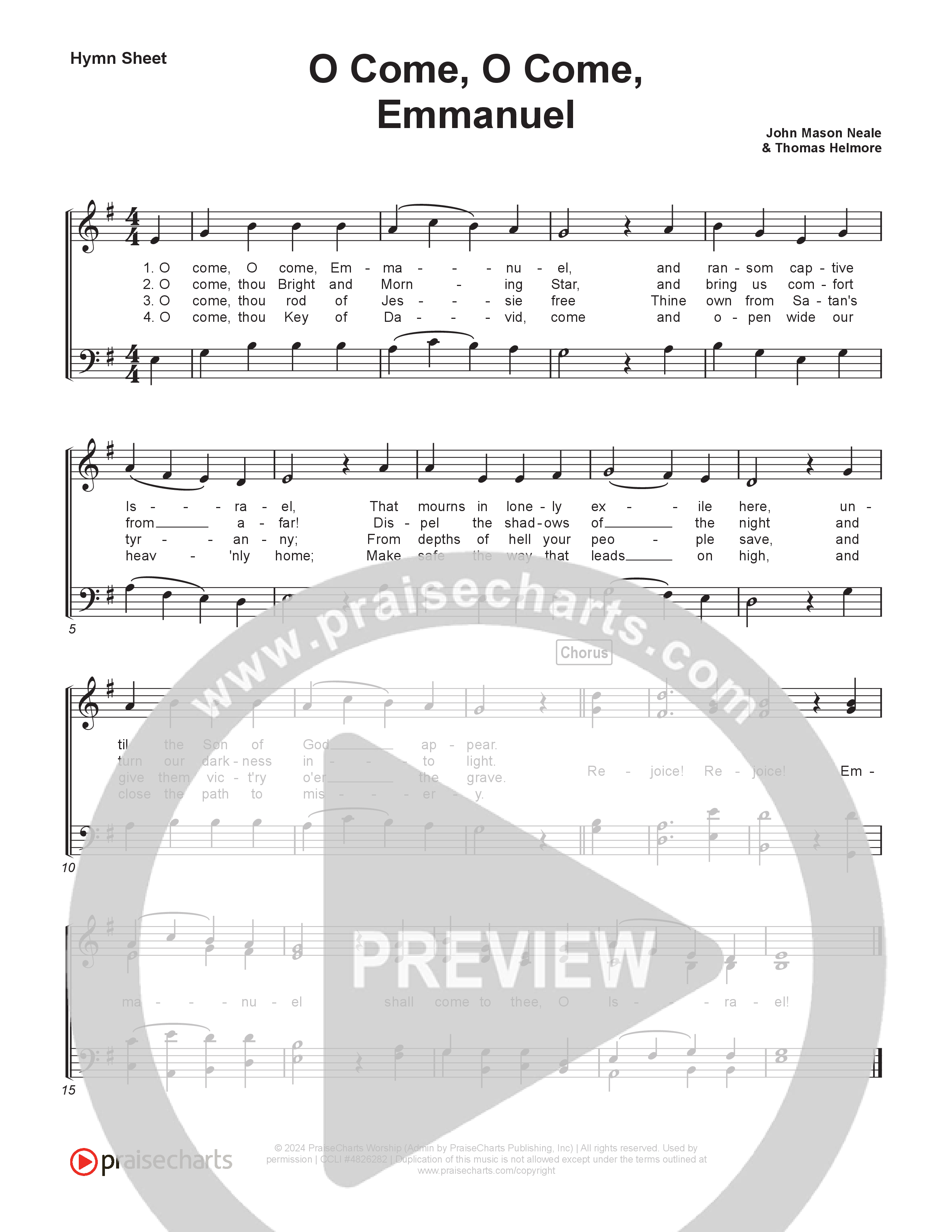 O Come O Come Emmanuel (Live) Hymn Sheet (Museum Of The Bible / Indiana Wesleyan University Choir / Arr. Philip Keveren)