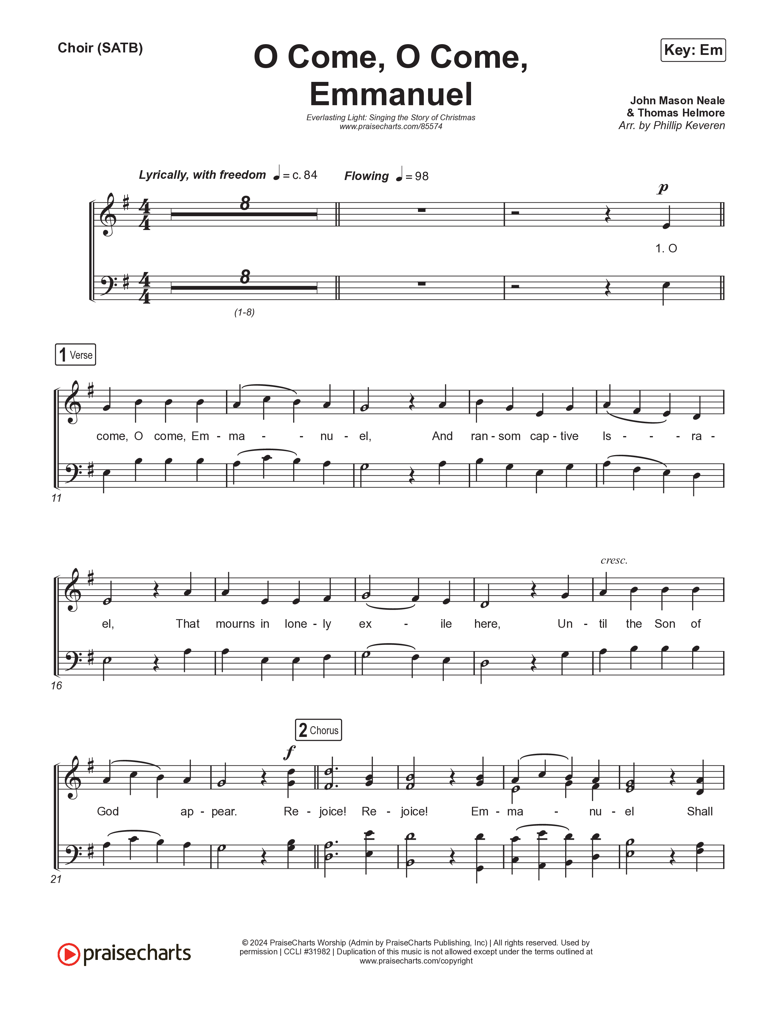 O Come O Come Emmanuel (Live) Choir Sheet (SATB) (Museum Of The Bible / Indiana Wesleyan University Choir / Arr. Philip Keveren)