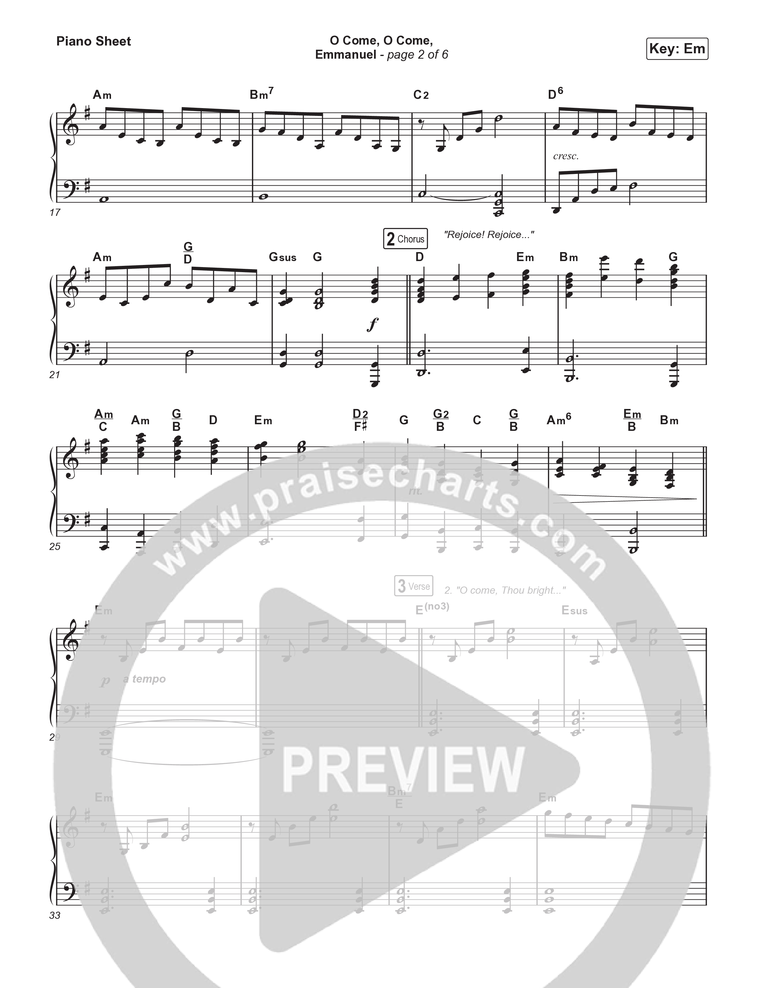 O Come O Come Emmanuel (Live) Piano Sheet (Museum Of The Bible / Indiana Wesleyan University Choir / Arr. Philip Keveren)