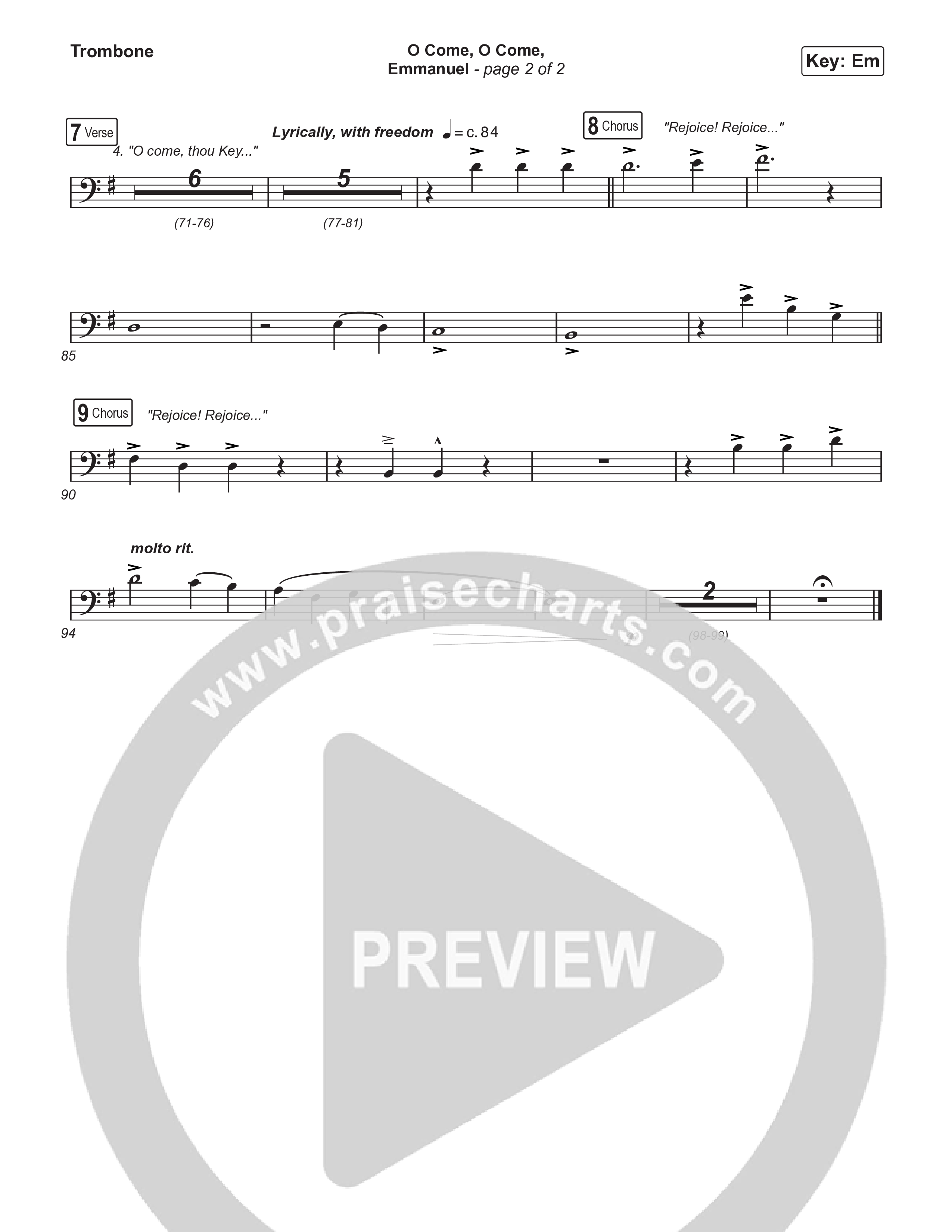 O Come O Come Emmanuel (Live) Trombone 1,2 (Museum Of The Bible / Indiana Wesleyan University Choir / Arr. Philip Keveren)