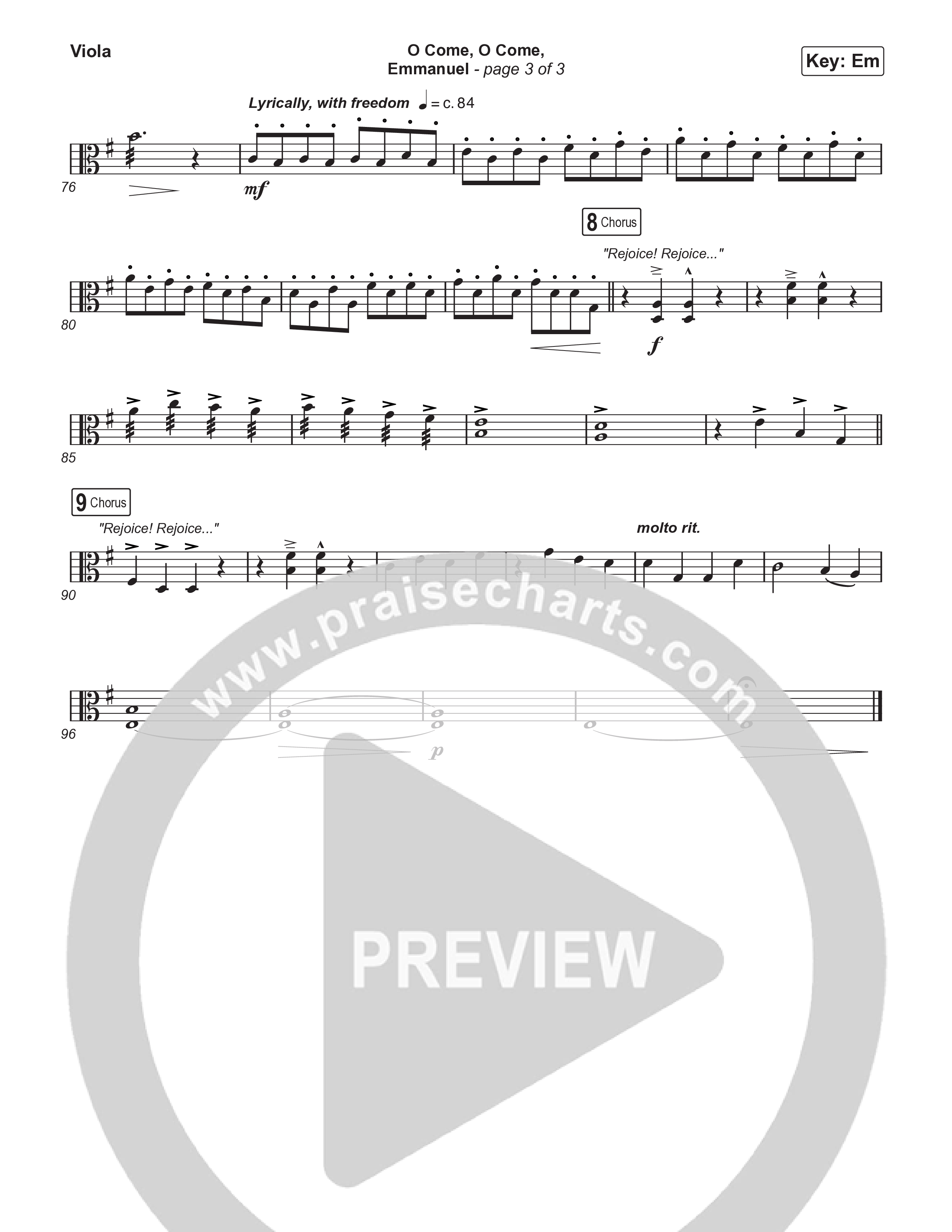 O Come O Come Emmanuel (Live) Viola (Museum Of The Bible / Indiana Wesleyan University Choir / Arr. Philip Keveren)