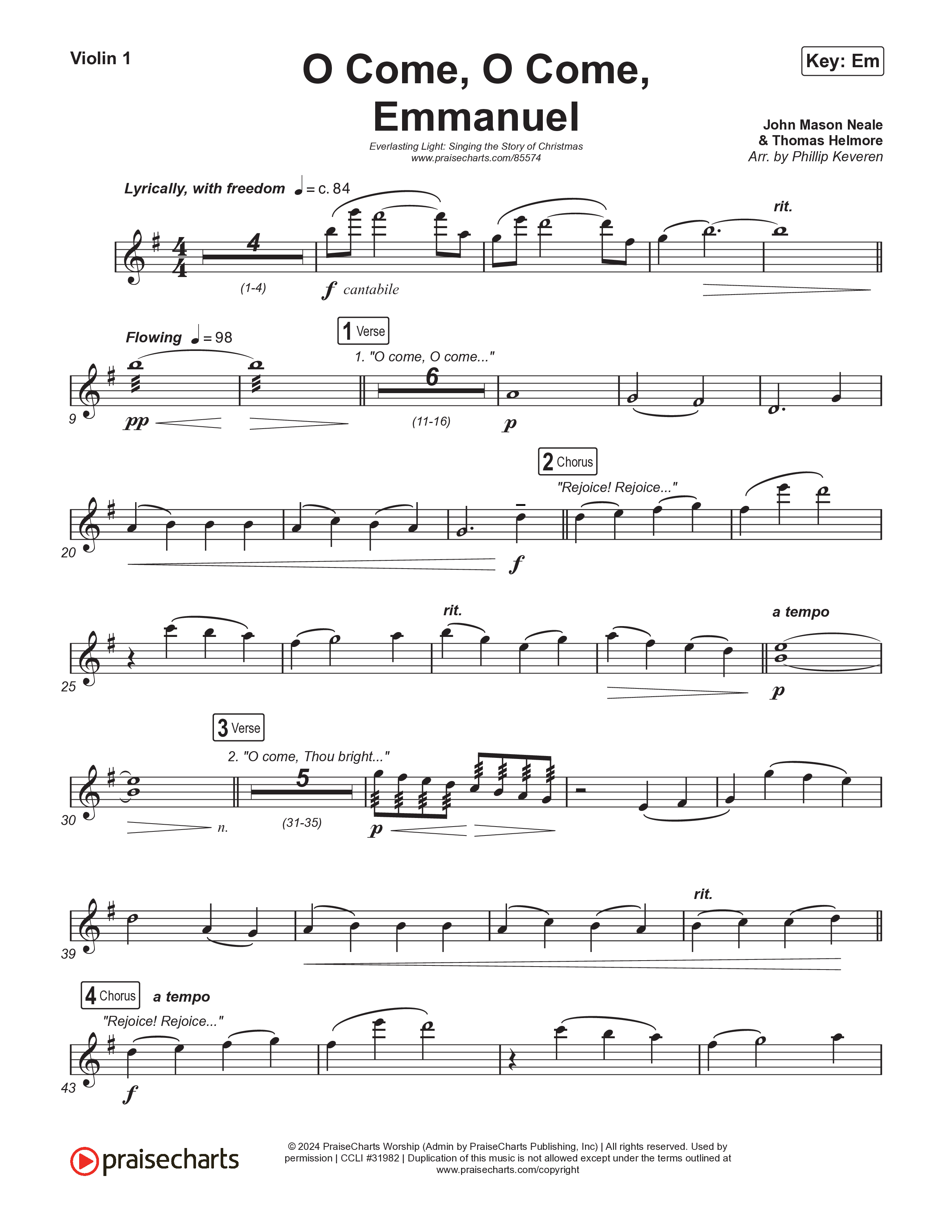 O Come O Come Emmanuel (Live) String Pack (Museum Of The Bible / Indiana Wesleyan University Choir / Arr. Philip Keveren)