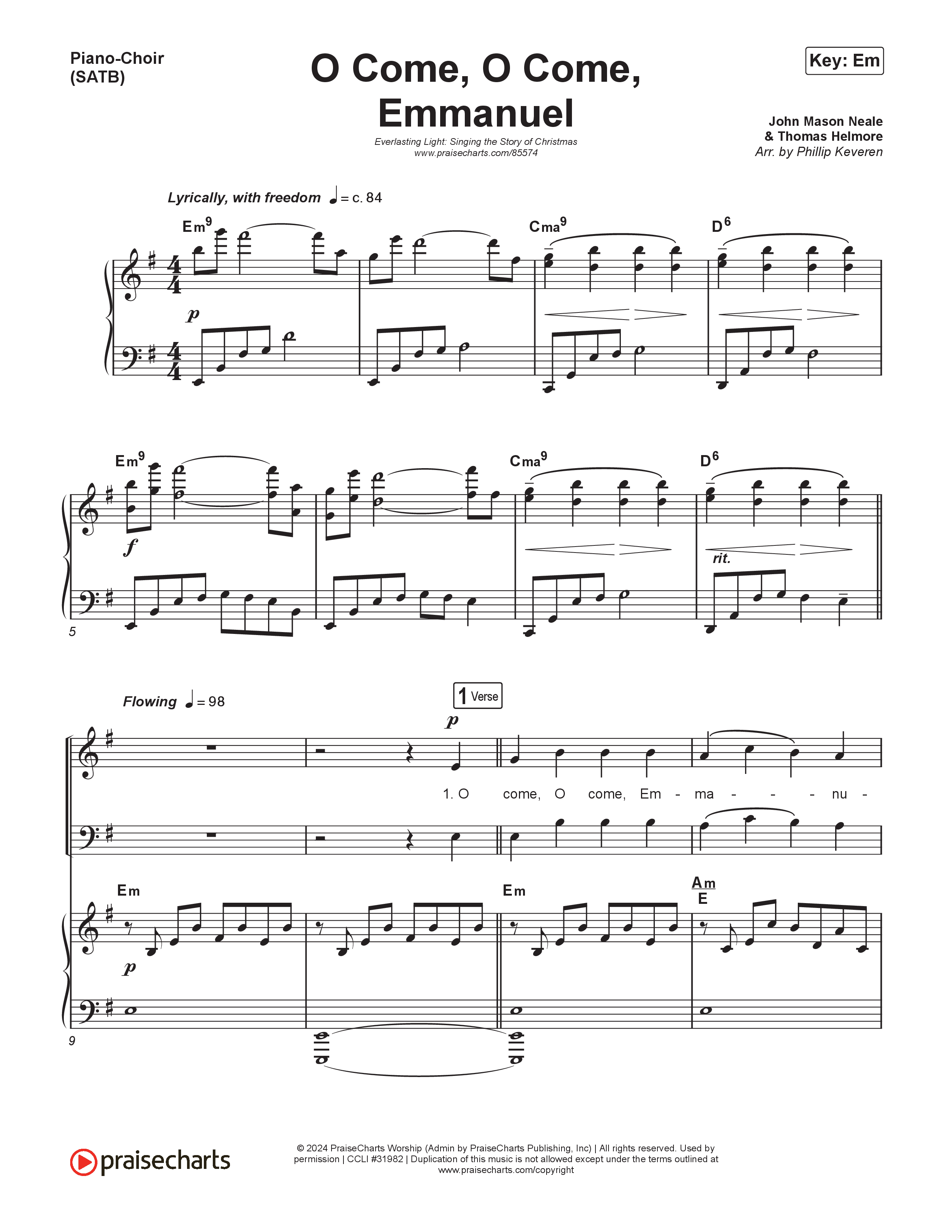 O Come O Come Emmanuel (Live) Piano/Vocal (SATB) (Museum Of The Bible / Indiana Wesleyan University Choir / Arr. Philip Keveren)