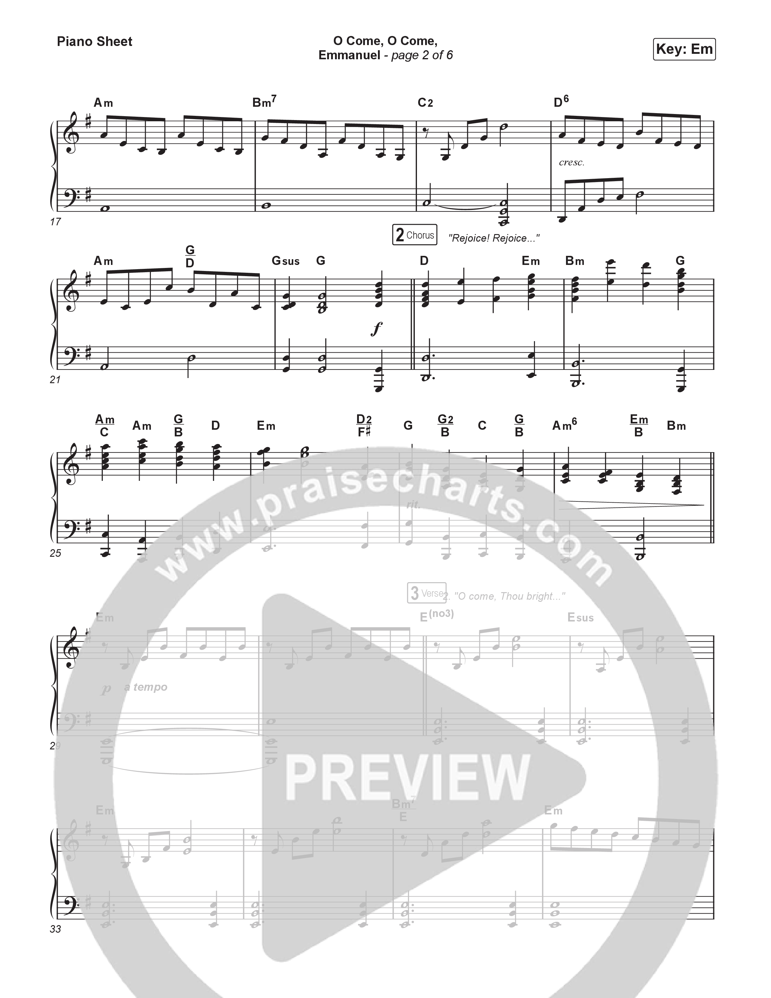 O Come O Come Emmanuel (Live) Piano Sheet (Museum Of The Bible / Indiana Wesleyan University Choir / Arr. Philip Keveren)