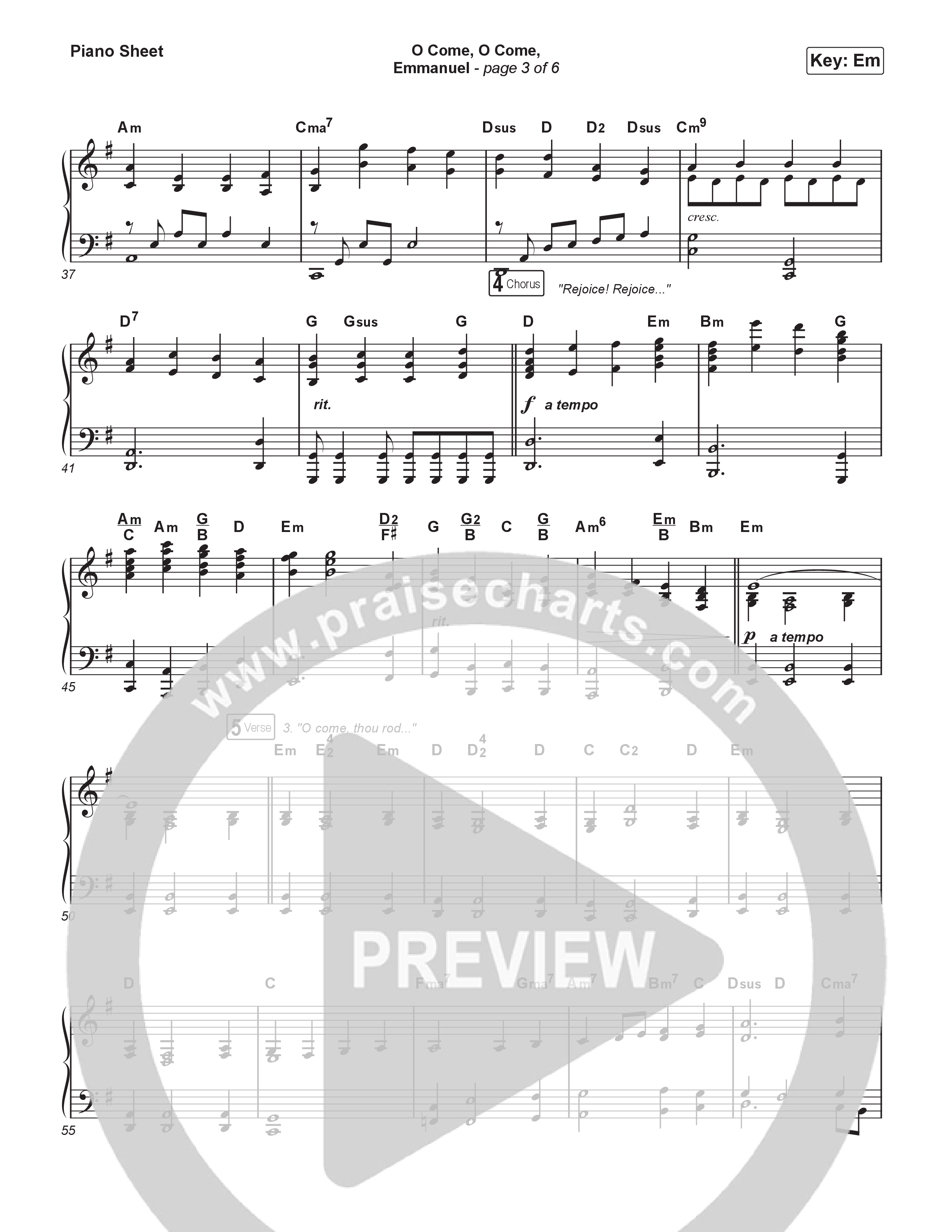 O Come O Come Emmanuel (Live) Piano Sheet (Museum Of The Bible / Indiana Wesleyan University Choir / Arr. Philip Keveren)