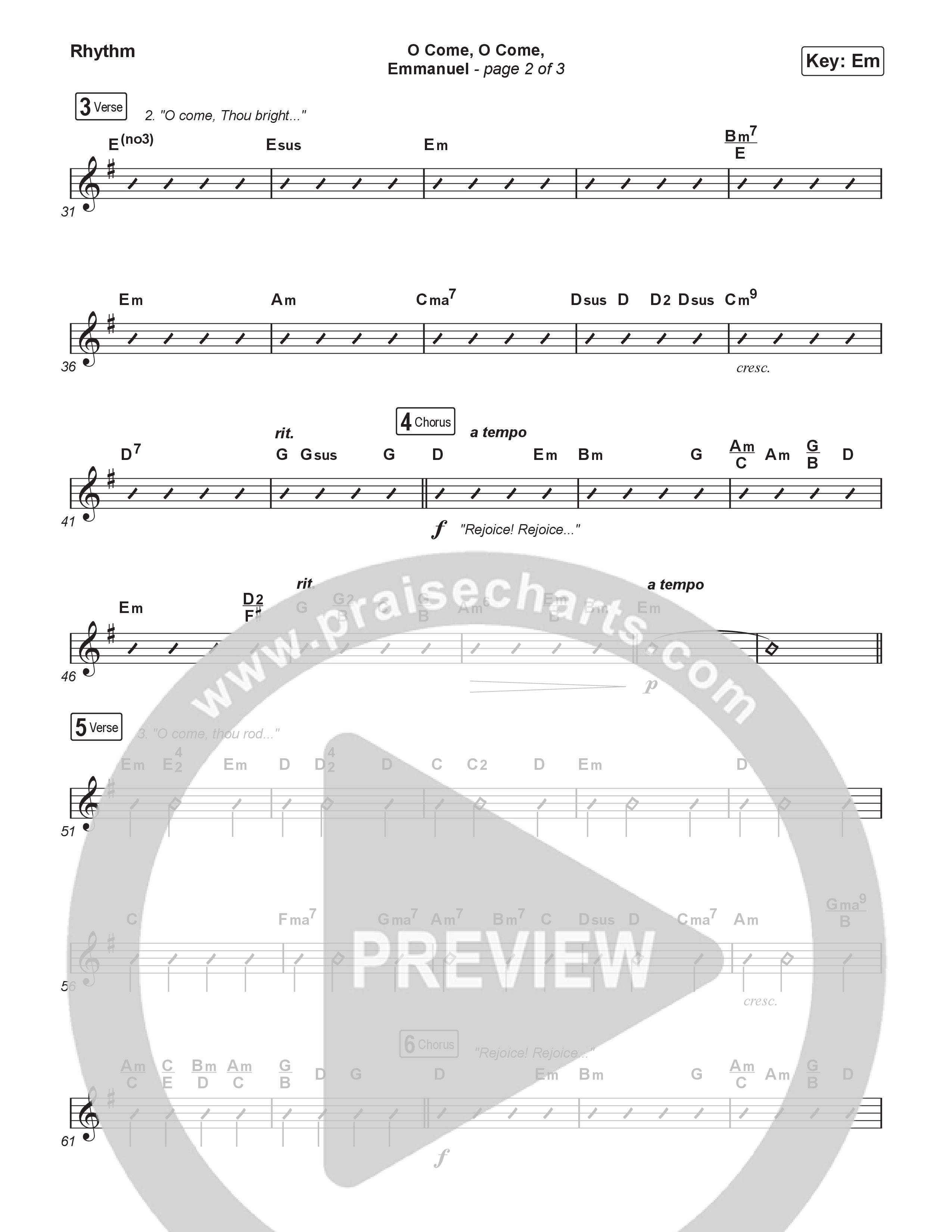 O Come O Come Emmanuel (Live) Rhythm Chart (Museum Of The Bible / Indiana Wesleyan University Choir / Arr. Philip Keveren)