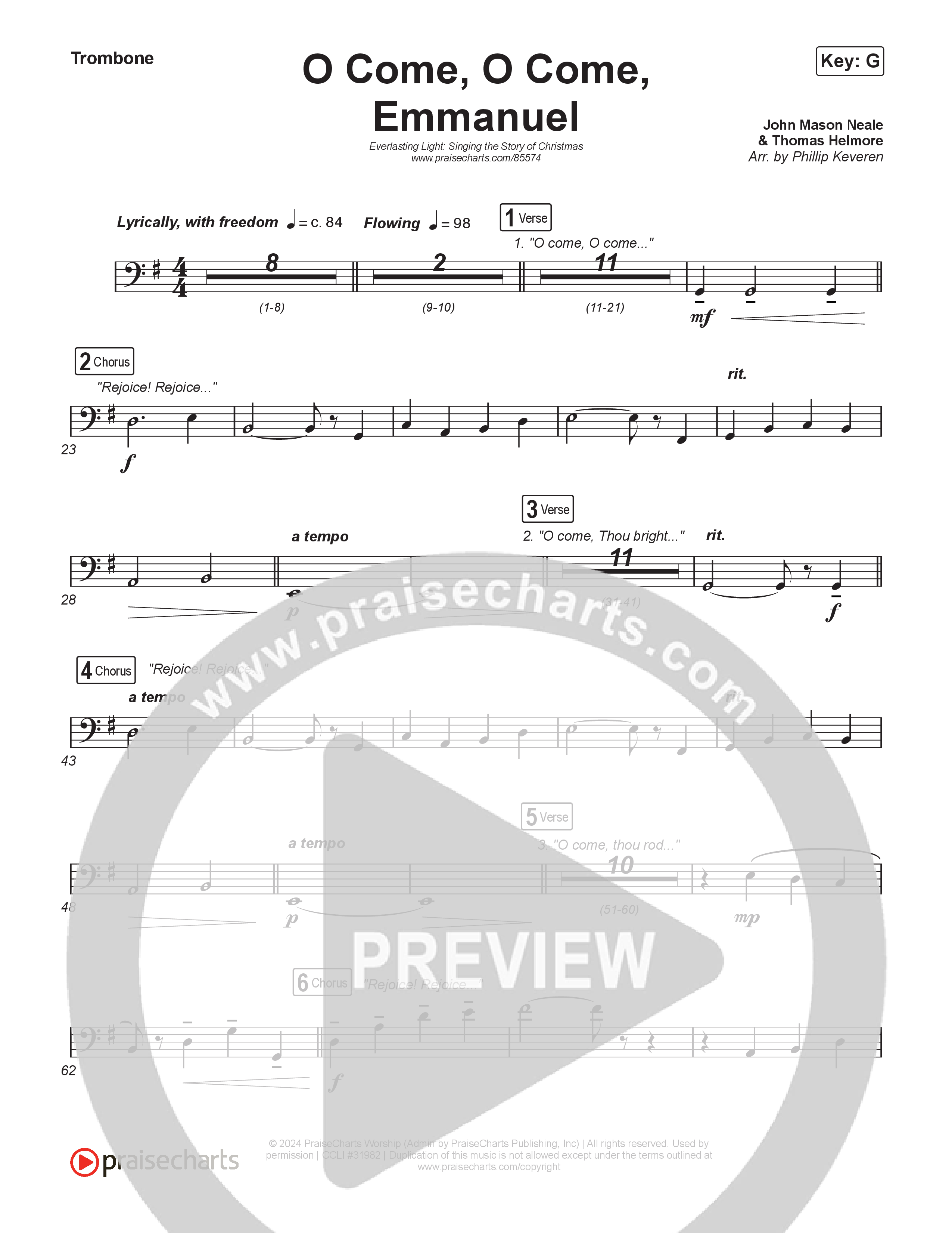 O Come O Come Emmanuel (Live) Trombone 1,2 (Museum Of The Bible / Indiana Wesleyan University Choir / Arr. Philip Keveren)