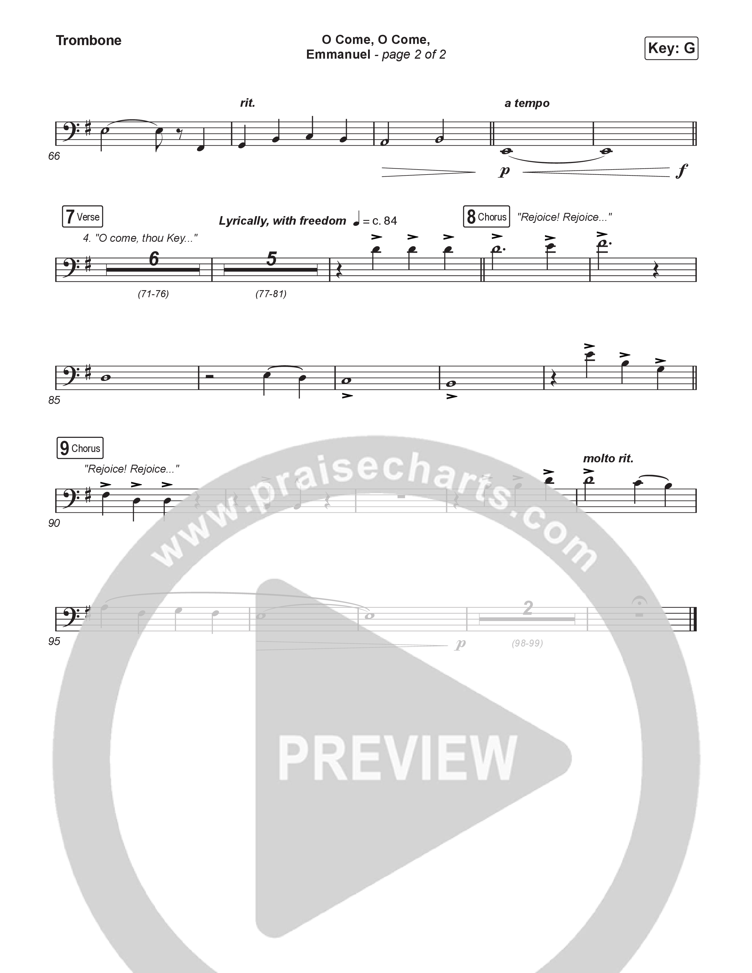 O Come O Come Emmanuel (Live) Trombone 1,2 (Museum Of The Bible / Indiana Wesleyan University Choir / Arr. Philip Keveren)