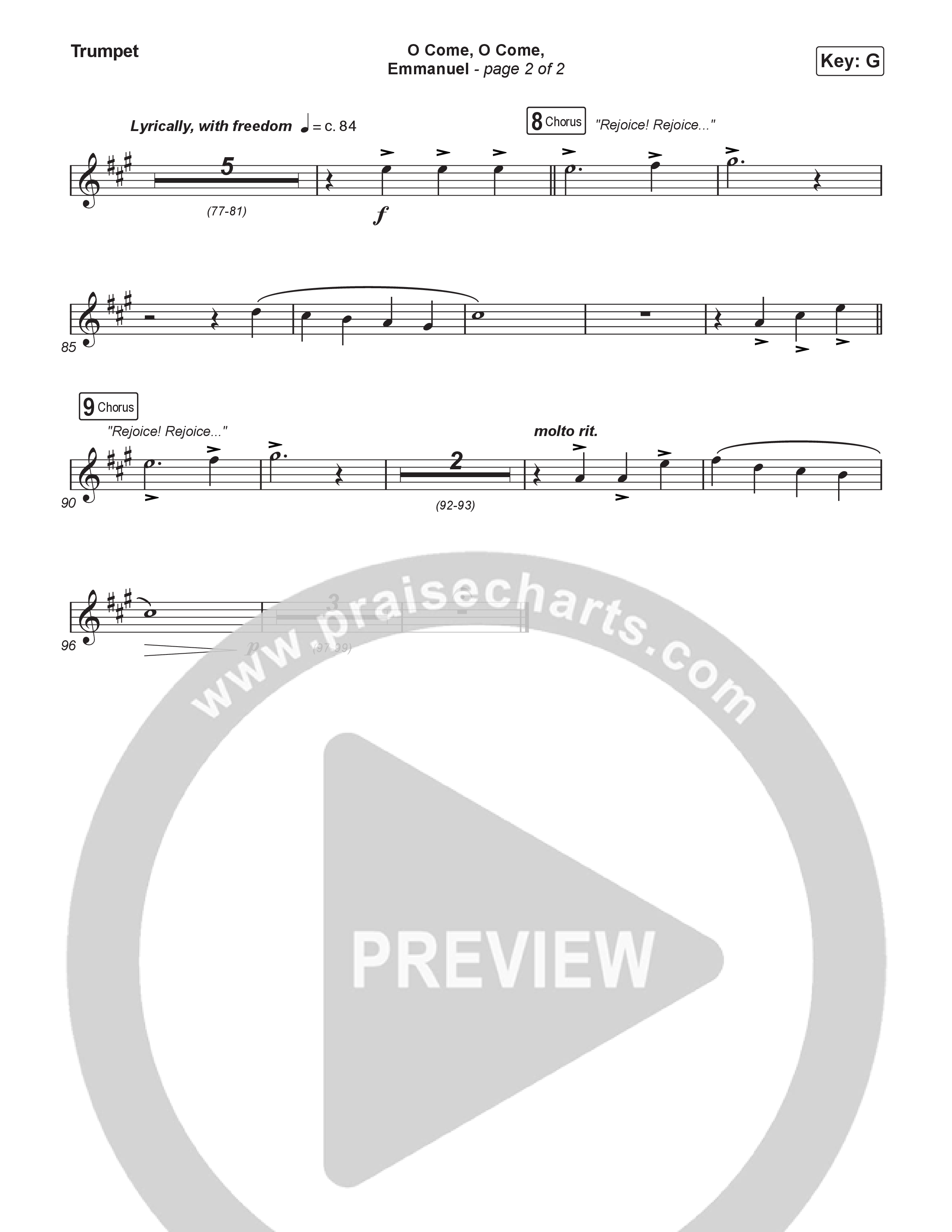 O Come O Come Emmanuel (Live) Trumpet 1,2 (Museum Of The Bible / Indiana Wesleyan University Choir / Arr. Philip Keveren)