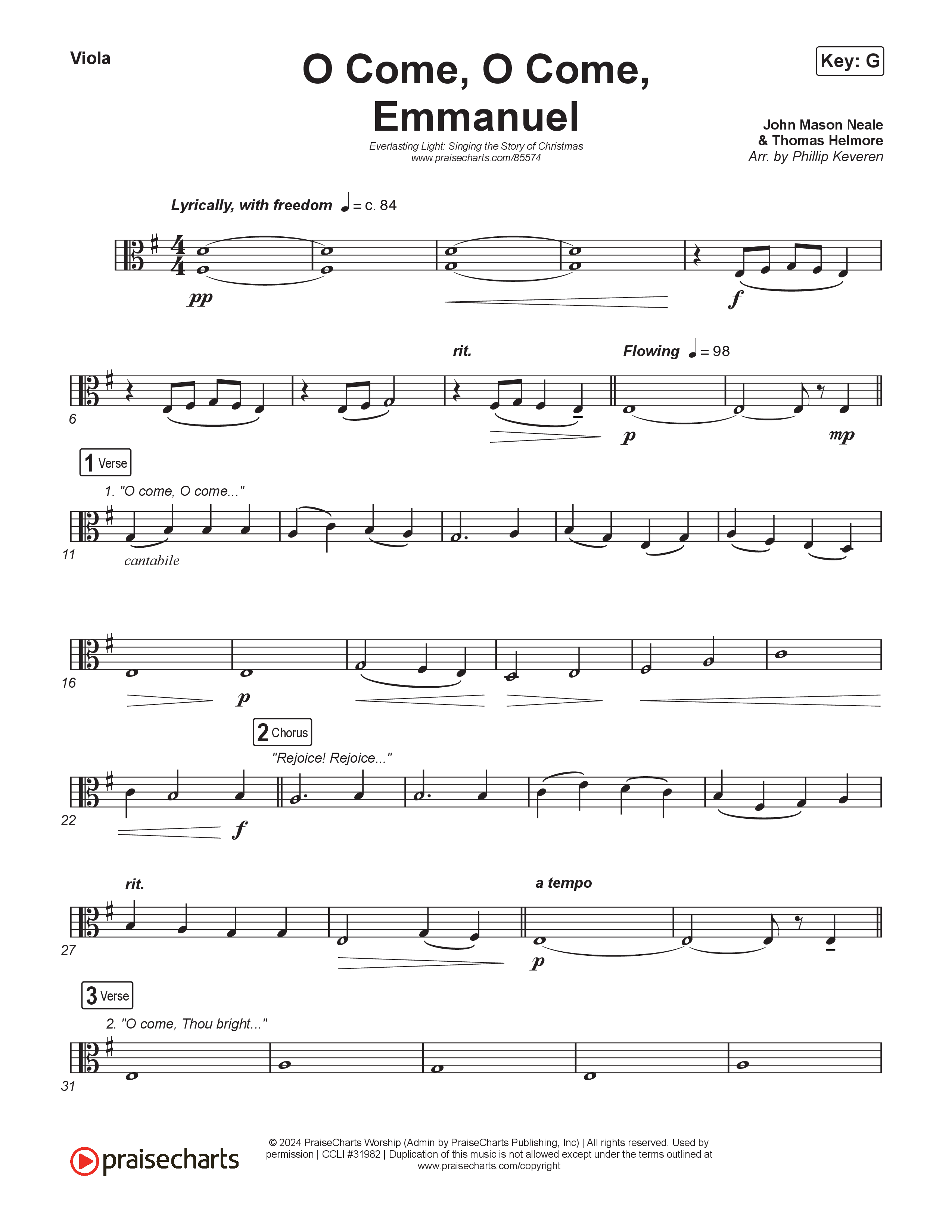 O Come O Come Emmanuel (Live) Viola (Museum Of The Bible / Indiana Wesleyan University Choir / Arr. Philip Keveren)