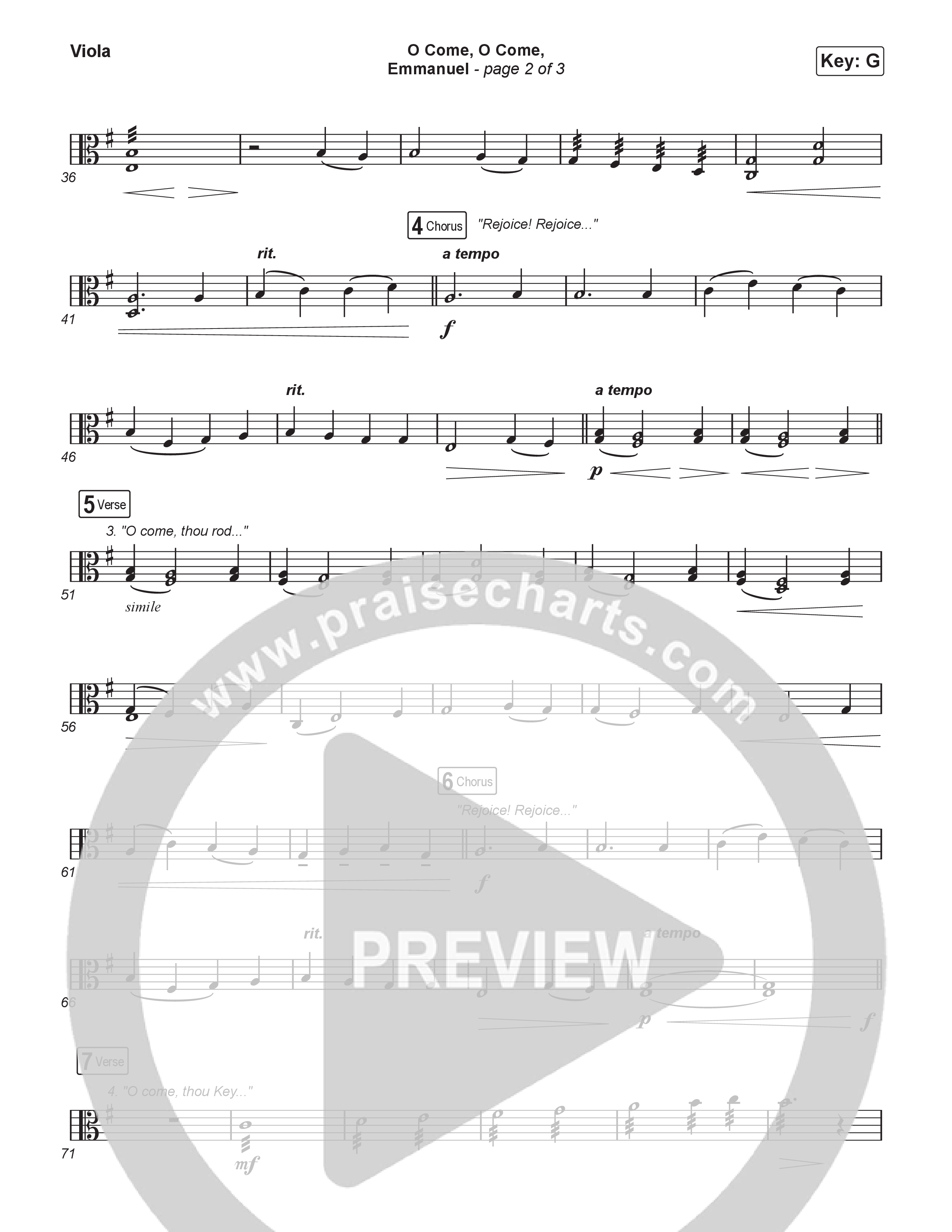 O Come O Come Emmanuel (Live) Viola (Museum Of The Bible / Indiana Wesleyan University Choir / Arr. Philip Keveren)