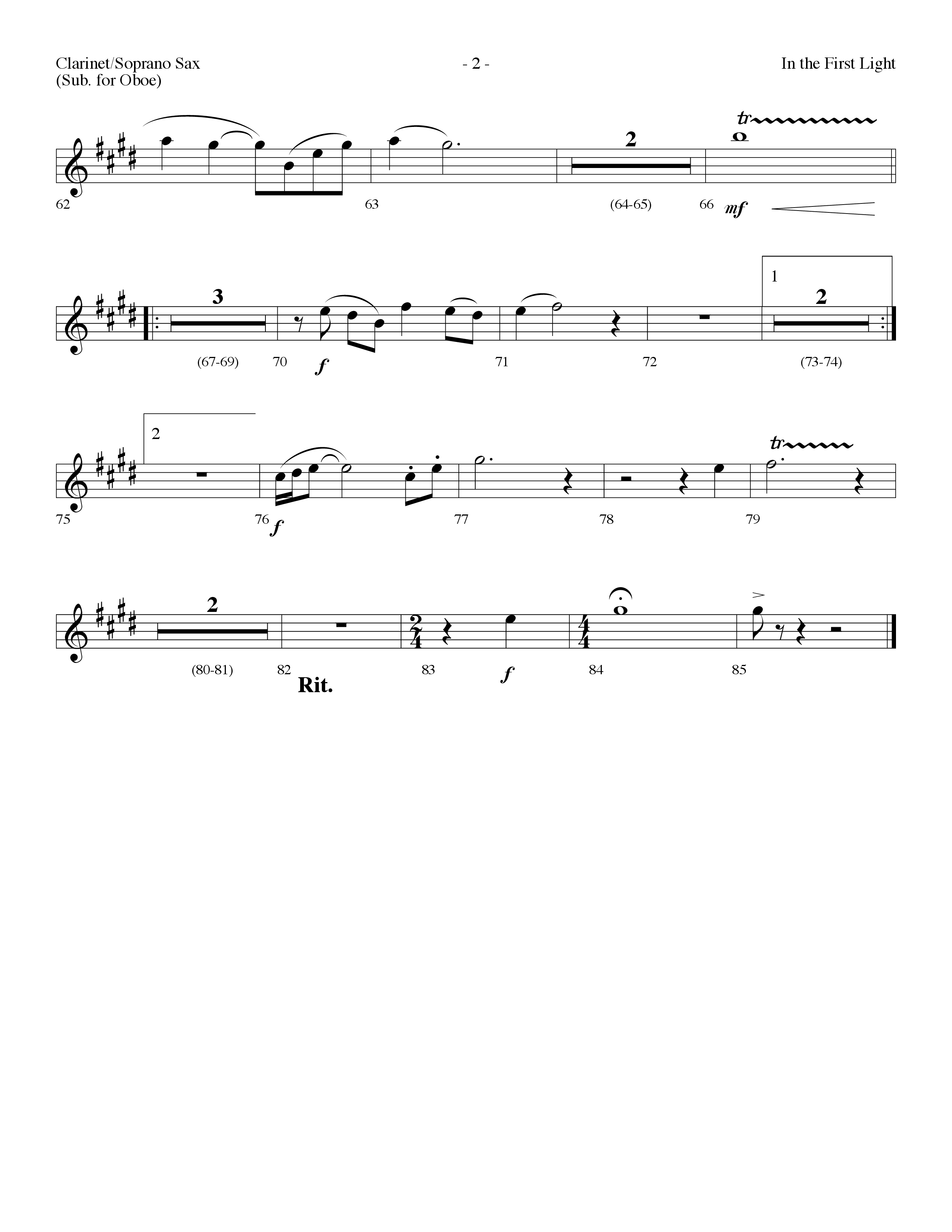 In The First Light (Choral Anthem SATB) Clarinet/Soprano Sax (Lifeway Choral / Arr. Dennis Allen)
