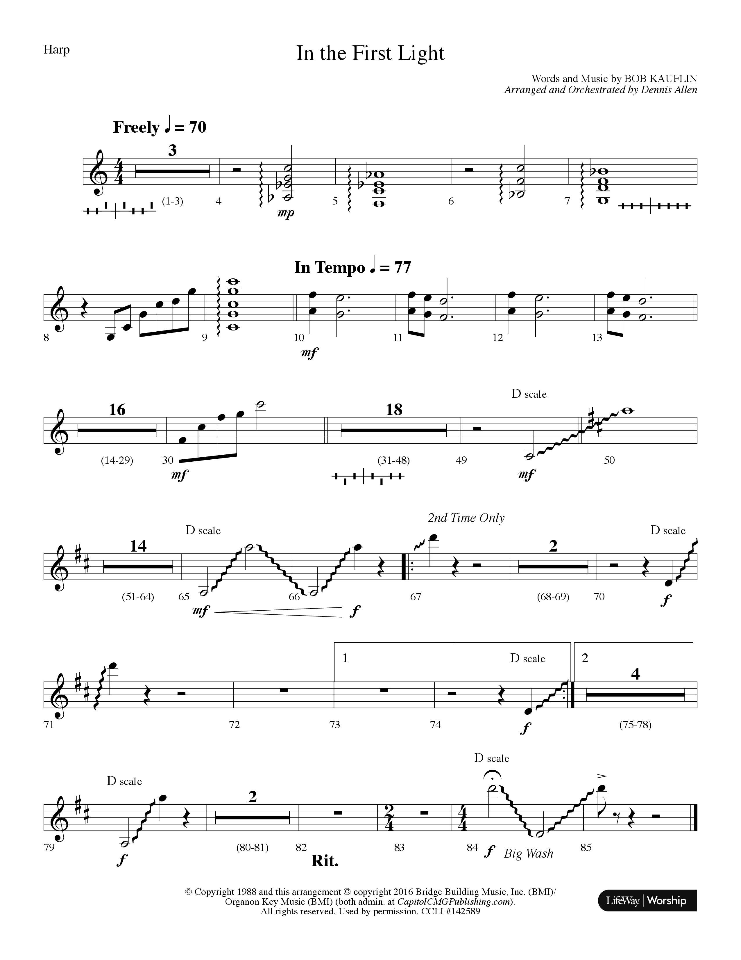 In The First Light (Choral Anthem SATB) Harp (Lifeway Choral / Arr. Dennis Allen)