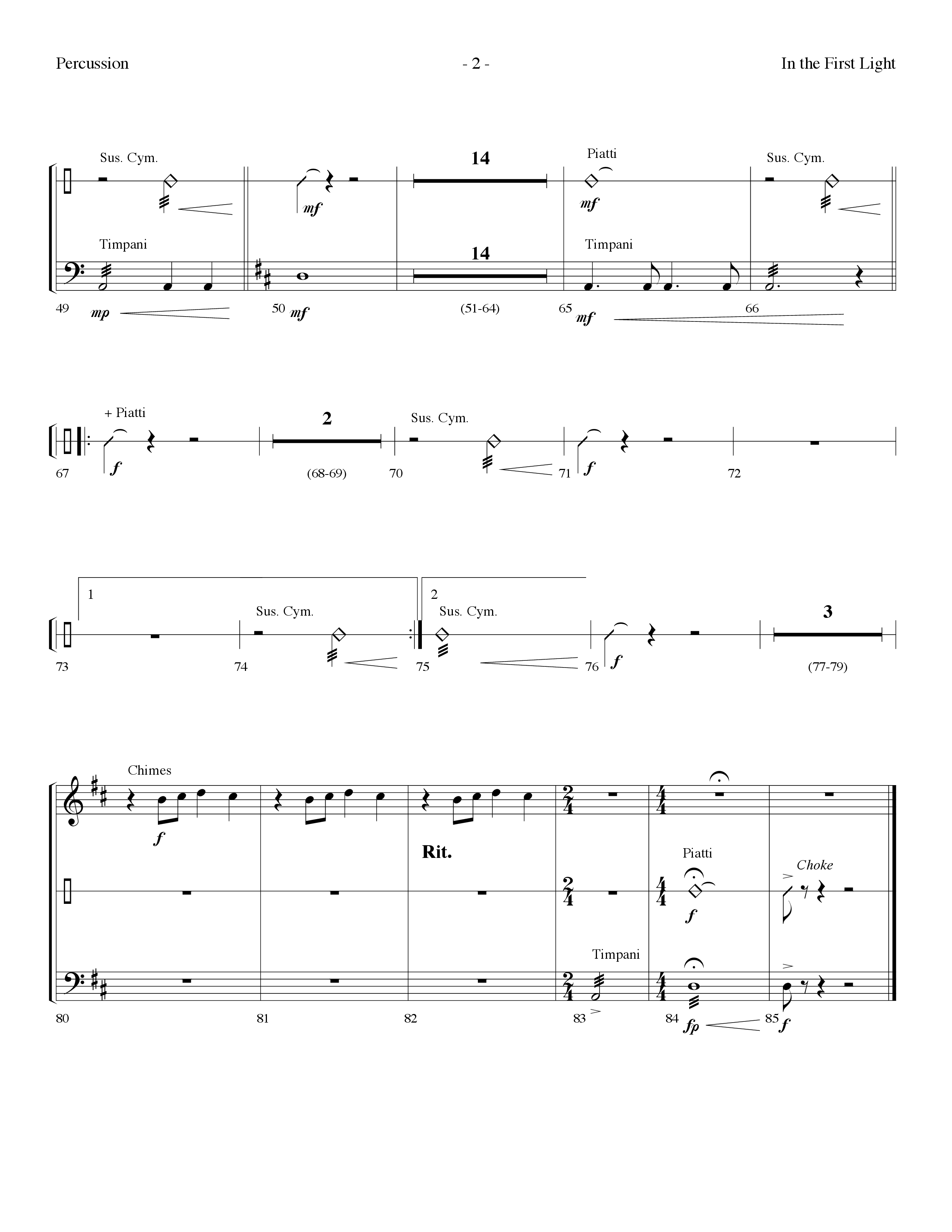 In The First Light (Choral Anthem SATB) Percussion (Lifeway Choral / Arr. Dennis Allen)