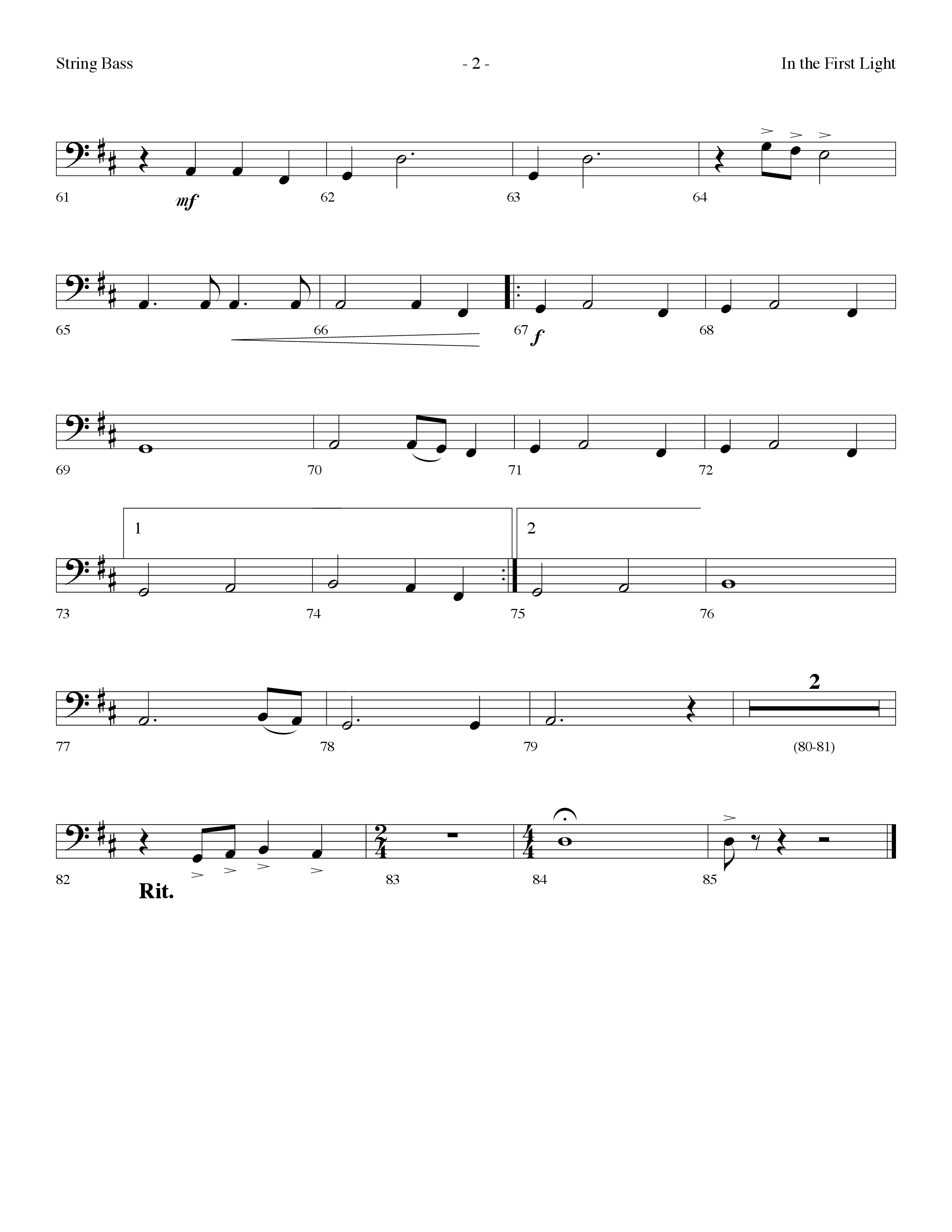 In The First Light (Choral Anthem SATB) String Bass (Lifeway Choral / Arr. Dennis Allen)