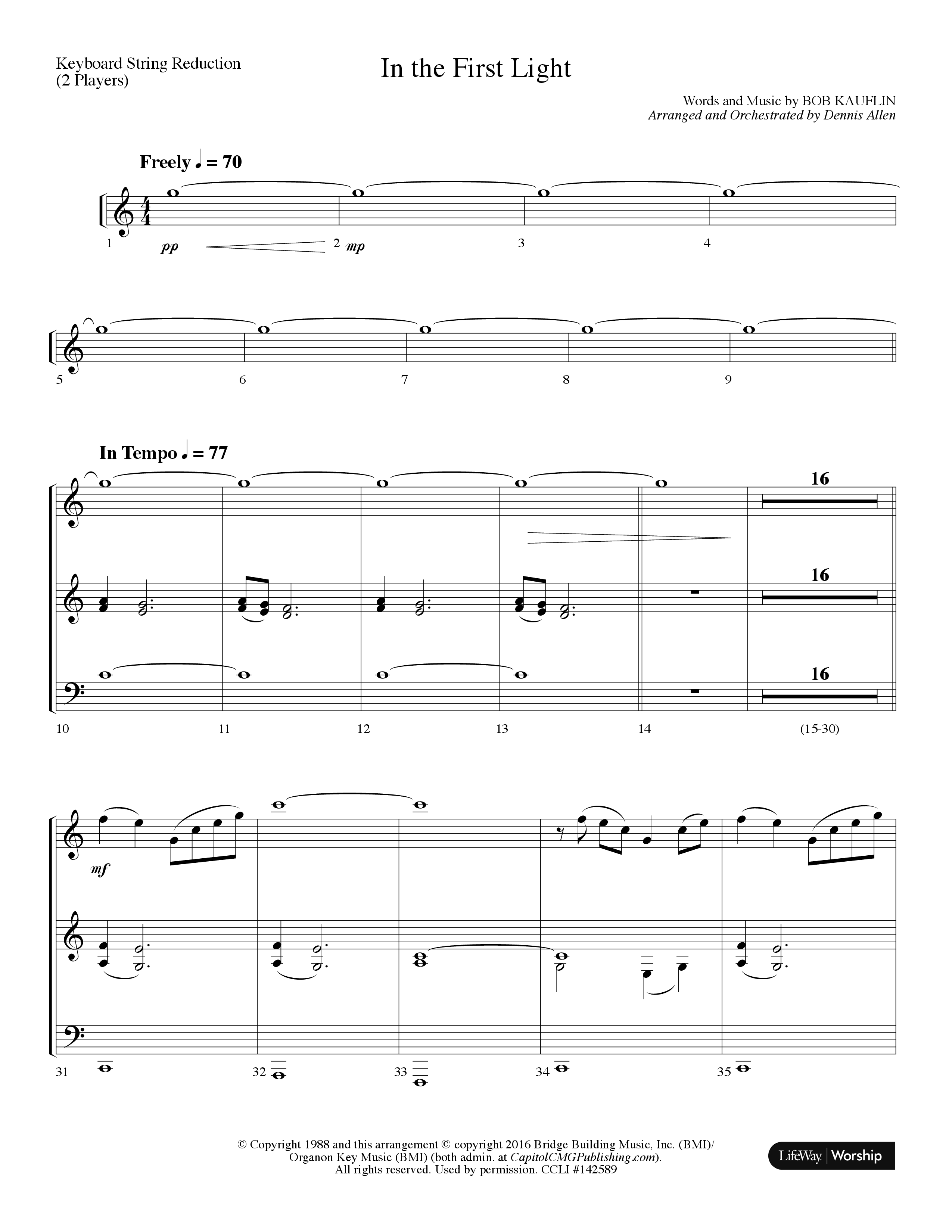 In The First Light (Choral Anthem SATB) String Reduction (Lifeway Choral / Arr. Dennis Allen)