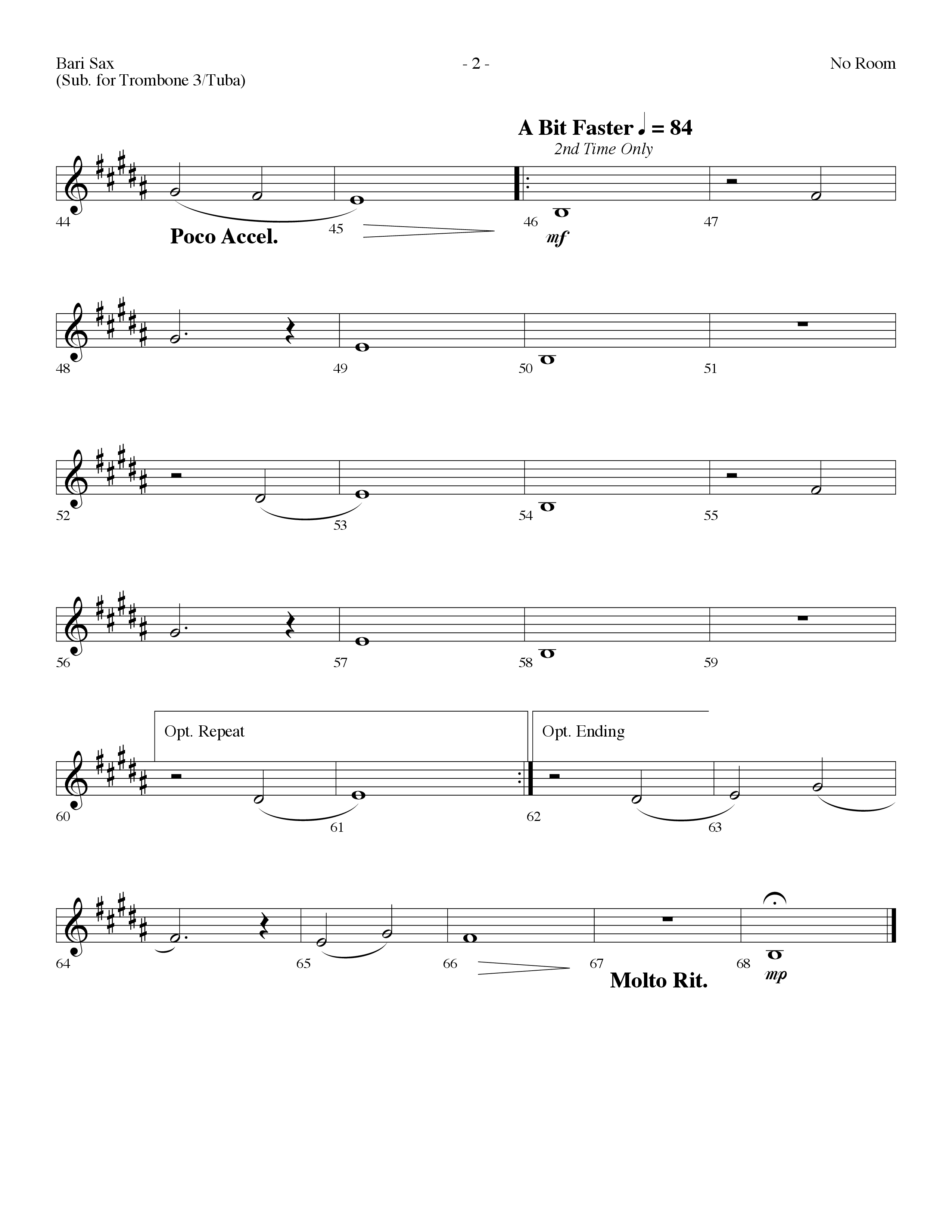 No Room (Choral Anthem SATB) Bari Sax (Lifeway Choral / Arr. Dennis Allen)