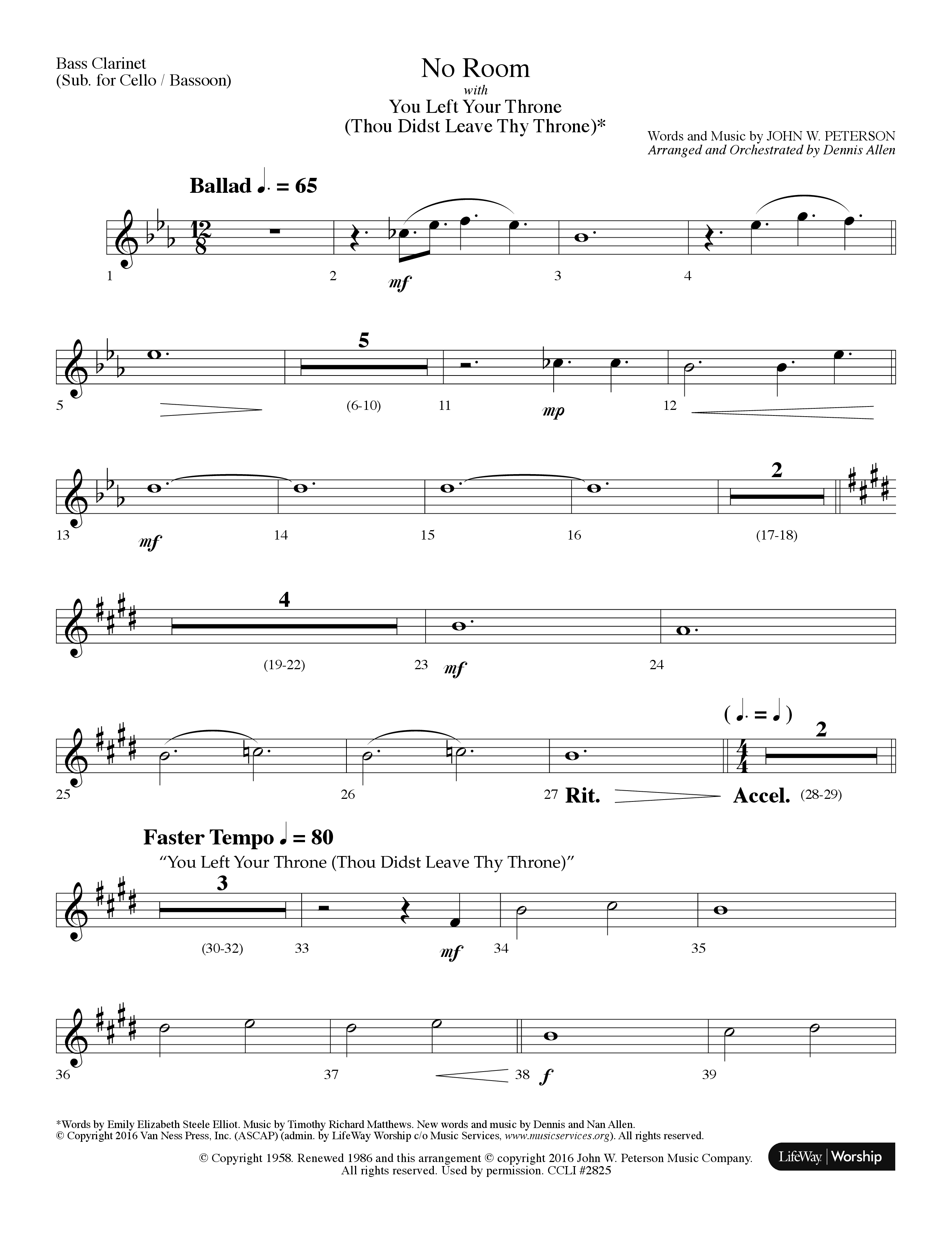 No Room (Choral Anthem SATB) Bass Clarinet (Lifeway Choral / Arr. Dennis Allen)