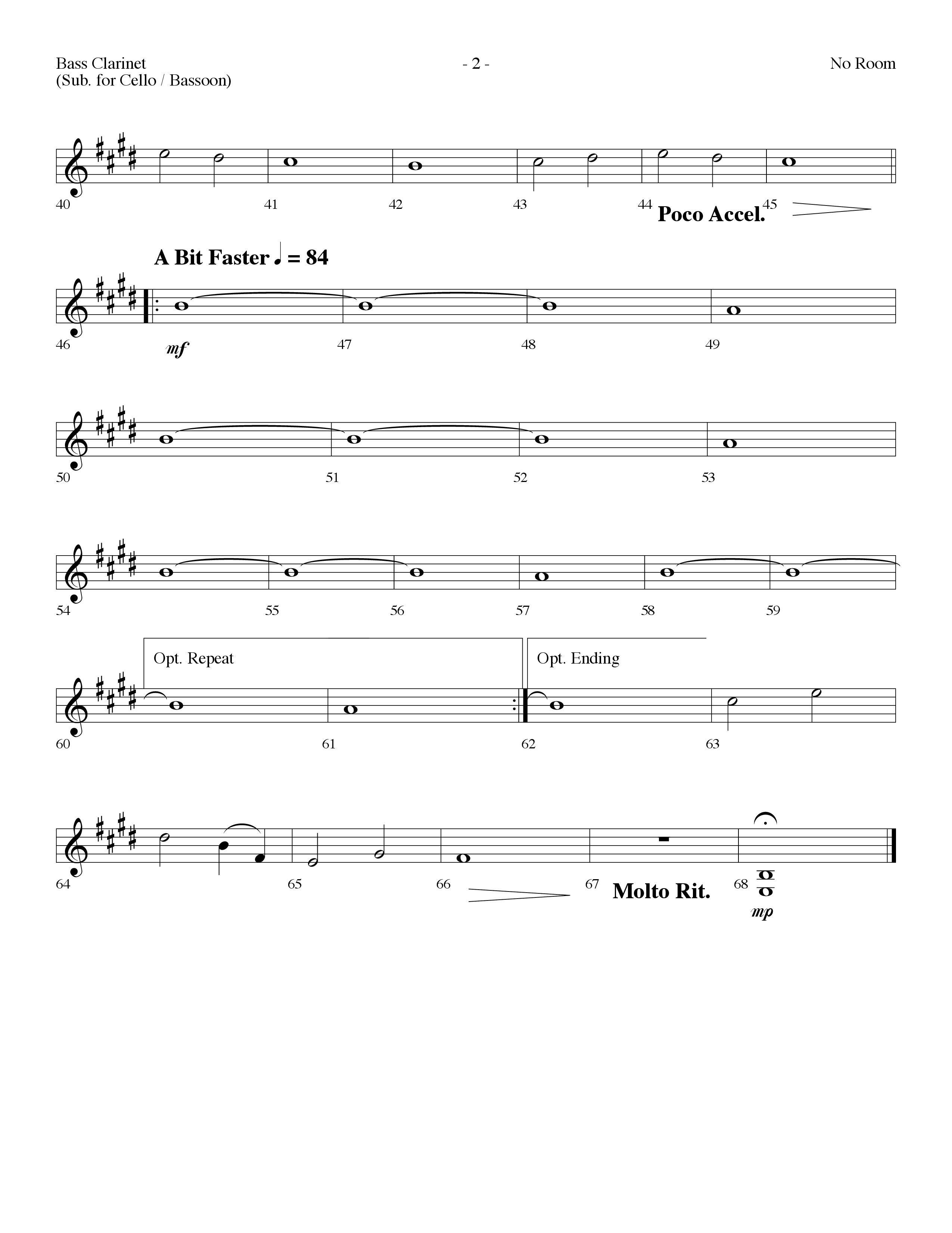 No Room (Choral Anthem SATB) Bass Clarinet (Lifeway Choral / Arr. Dennis Allen)