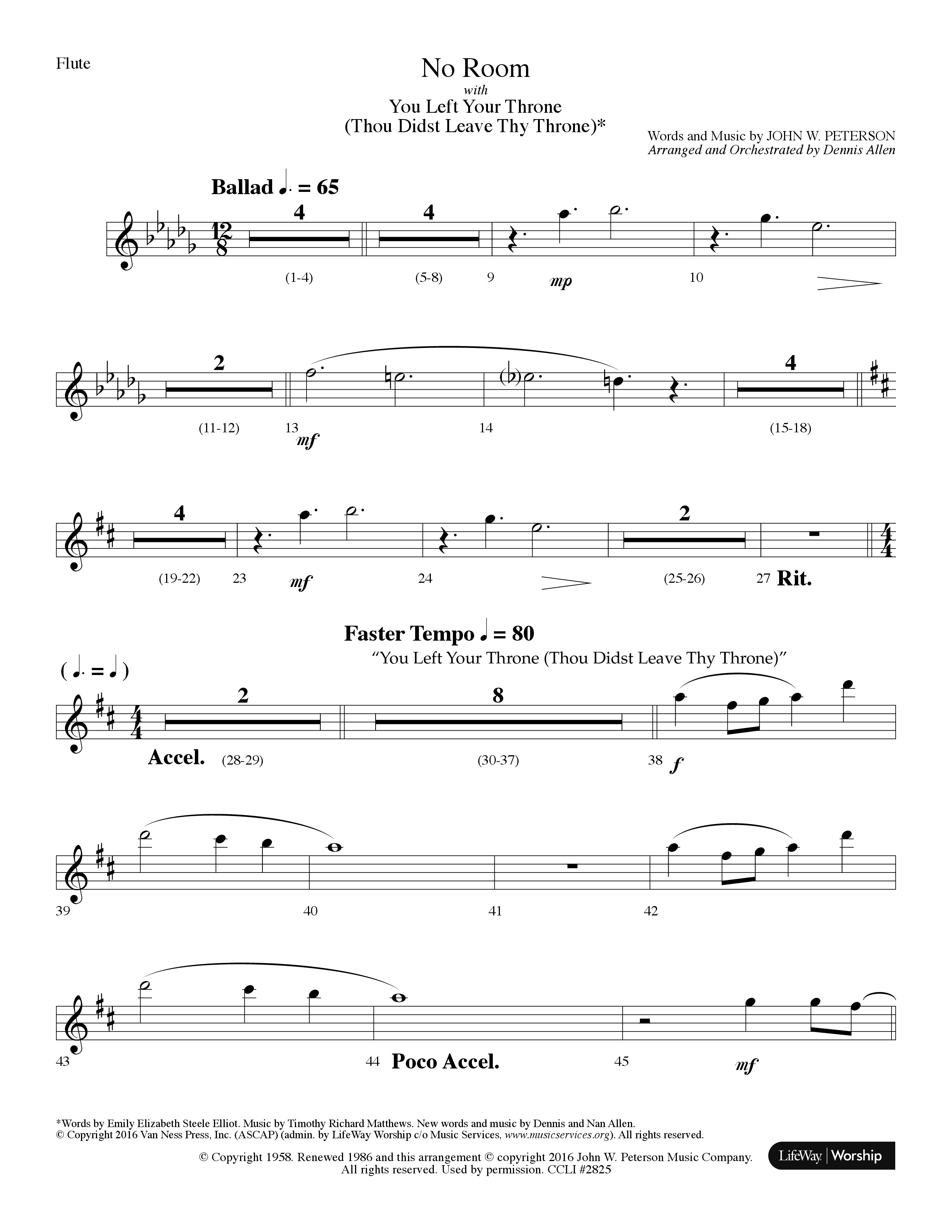 No Room (Choral Anthem SATB) Flute (Lifeway Choral / Arr. Dennis Allen)