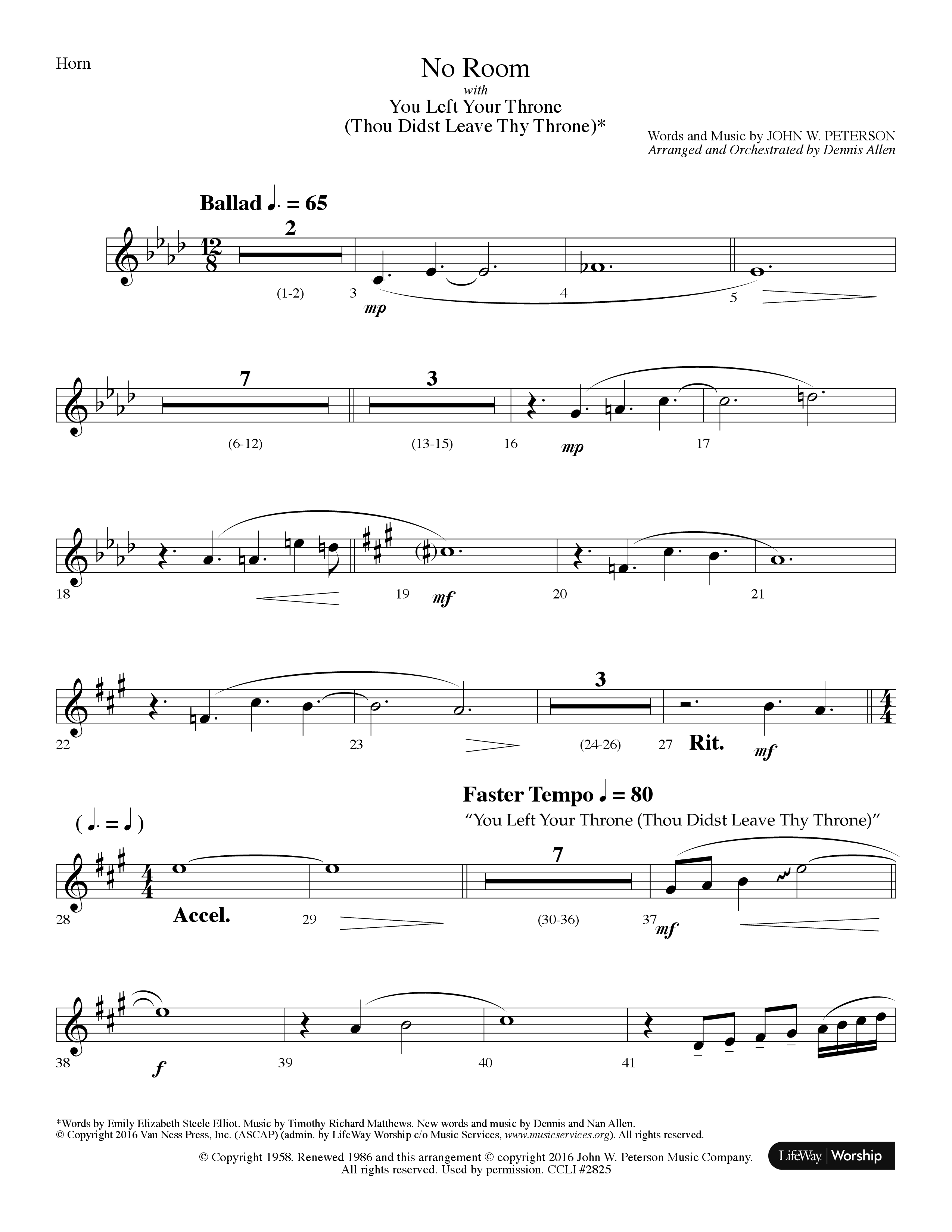 No Room (Choral Anthem SATB) French Horn (Lifeway Choral / Arr. Dennis Allen)